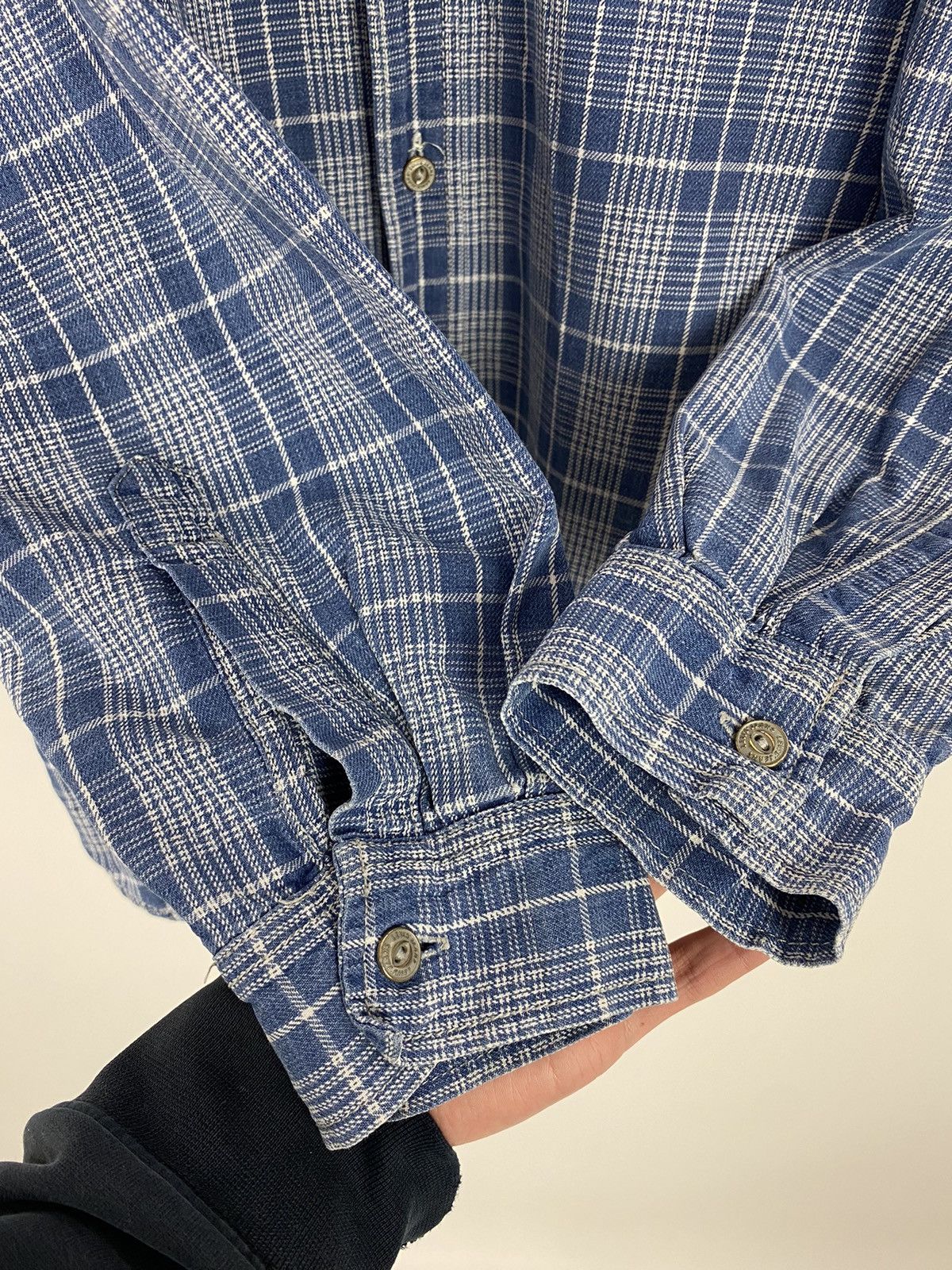 Levi's 1990’s Vintage Levi’s Blue Tab Checkered Denim Button Up Size US L / EU 52-54 / 3 - 6 Thumbnail