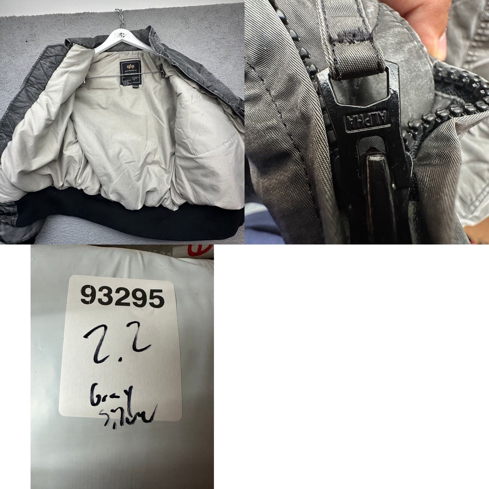 Alpha Industries Alpha Industries CWU 45/P Bomber Jacket Mens Medium Gray MA-1 Flight Insulated Size US M / EU 48-50 / 2 - 9 Thumbnail