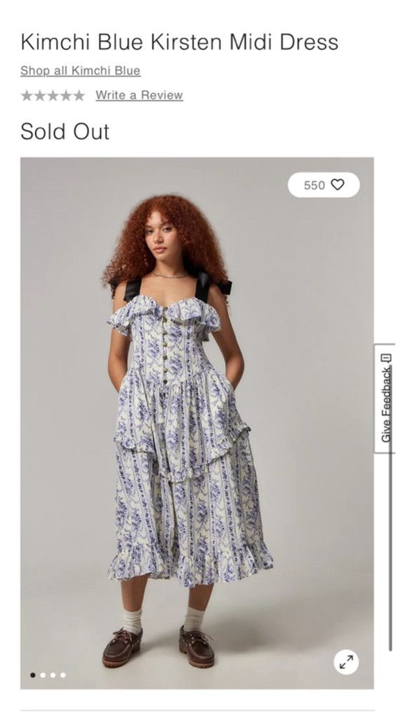 Urban Outfitters EUC Kimchi Blue Kirsten Romantic Midi Dress Size M / US 6-8 / IT 42-44 - 2 Thumbnail
