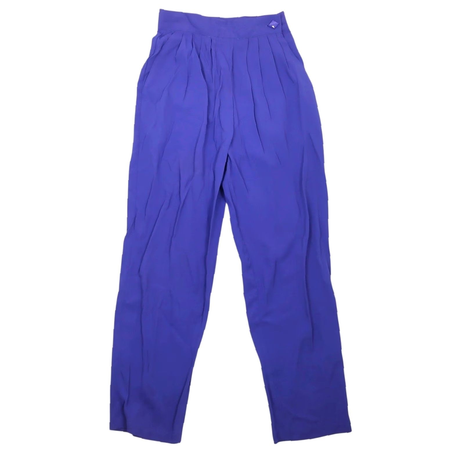 Vintage VINTAGE Pantasia Royal Purple Pleat Front High Rise Straight Pants 24" XS Regular Inseam 27" Women 80s Size 26" / US 2 / IT 38 - 2 Thumbnail