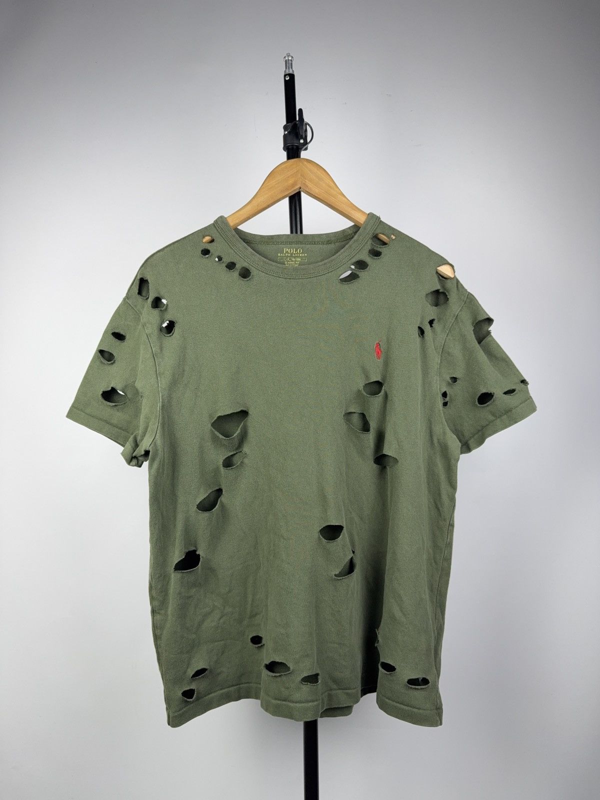 Polo Ralph Lauren 00s Vintage Polo Ralph Lauren Distressed Grunge Army Y2K Tee Size US L / EU 52-54 / 3 - 1 Thumbnail
