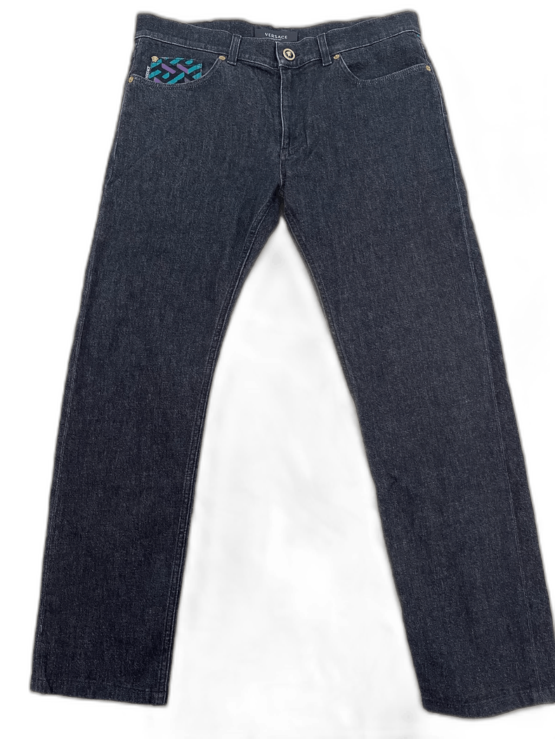 Versace Versace Men's Denim Jeans with Unique Design Size US 35 - 1 Thumbnail