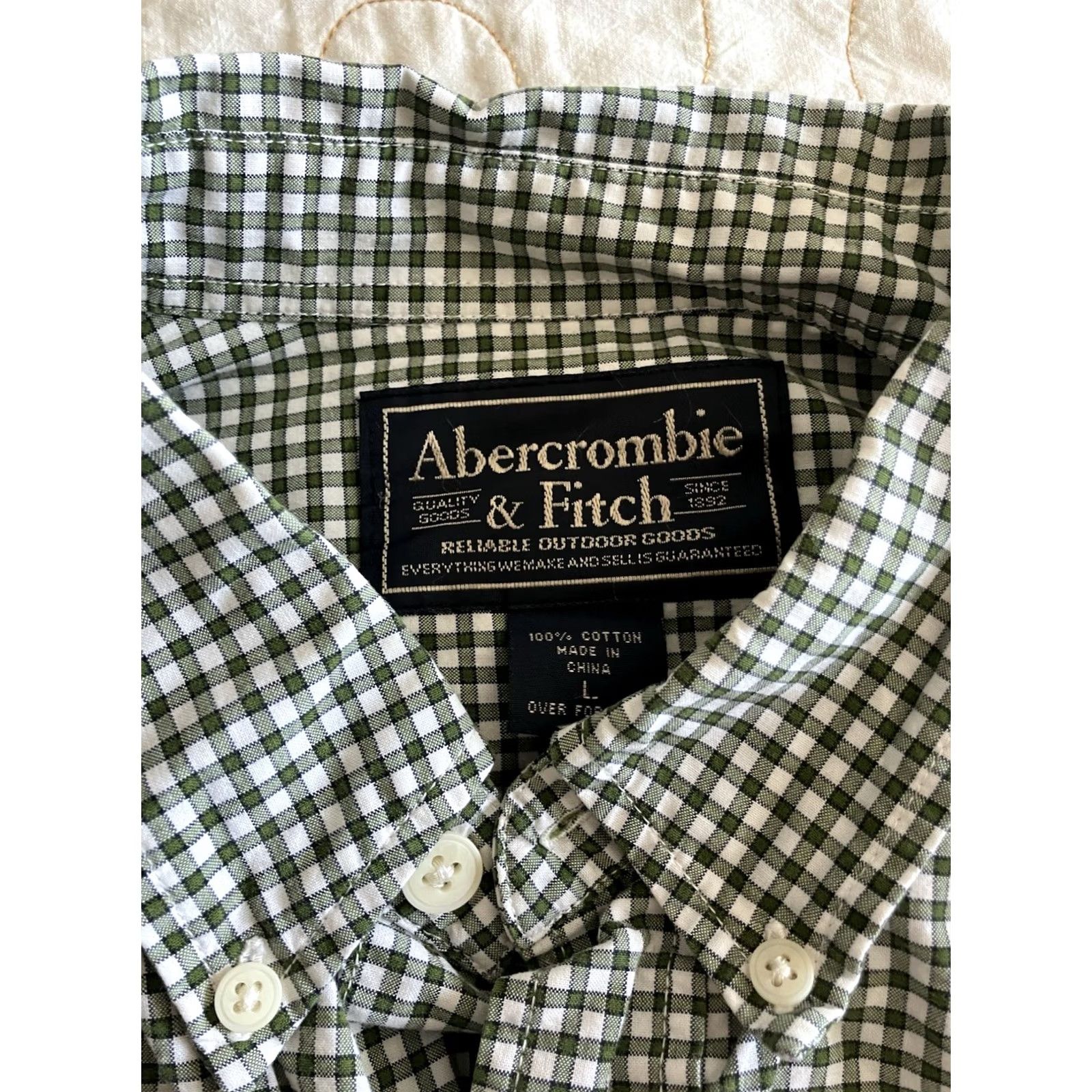 Abercrombie & Fitch VINTAGE Abercrombie & Fitch MENS Button-Down Shirt Striped Collar Long Sleeve Muscle L Green Blue Casual Workwear Y2K Preppy Vintage включ Size US L / EU 52-54 / 3 - 2 Thumbnail