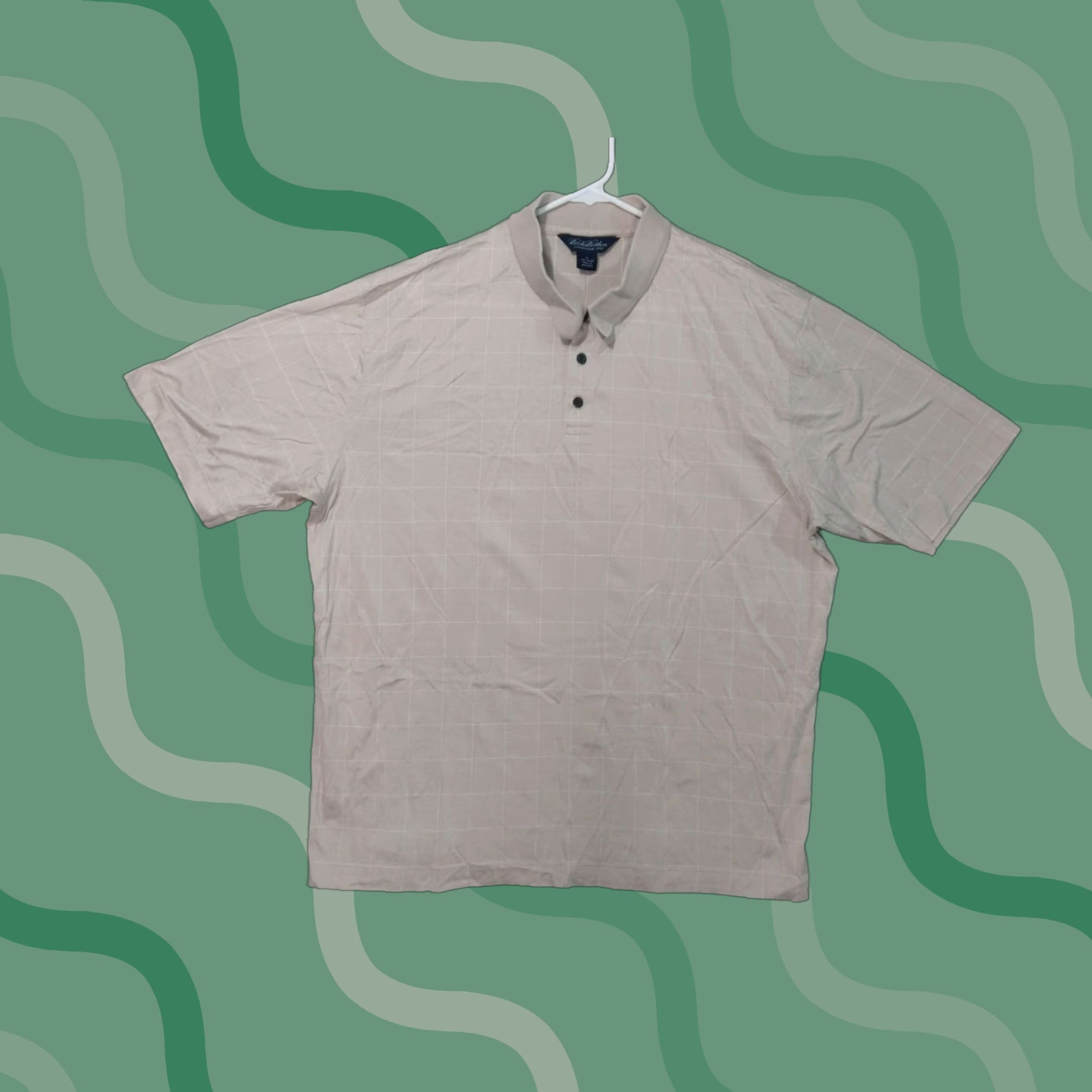 Brooks Brothers Brooks Brothers Shirt Polo Mens XL Beige Windowpane Short Sleeve Cotton Casual Size US XL / EU 56 / 4 - 1 Thumbnail