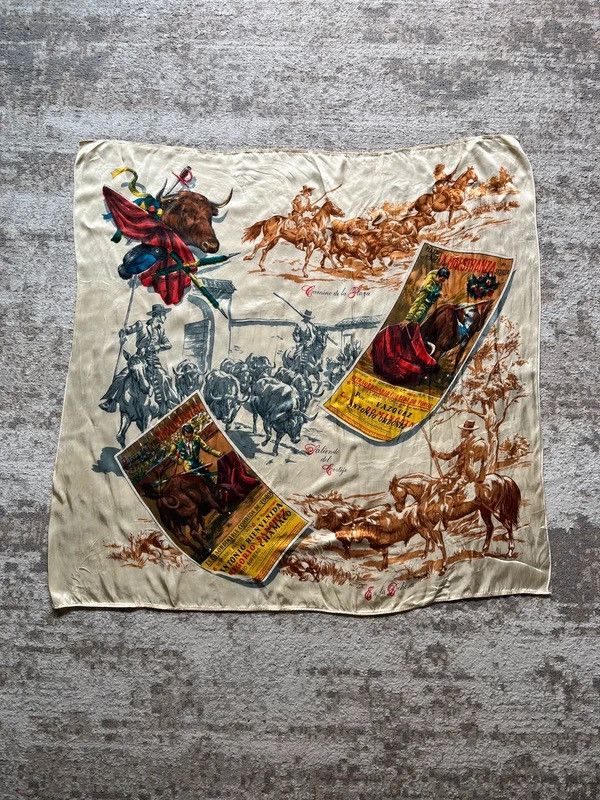 Other Vintage 1980’s Spain Silk Scarf Camino de la Plaza Size ONE SIZE - 1 Thumbnail