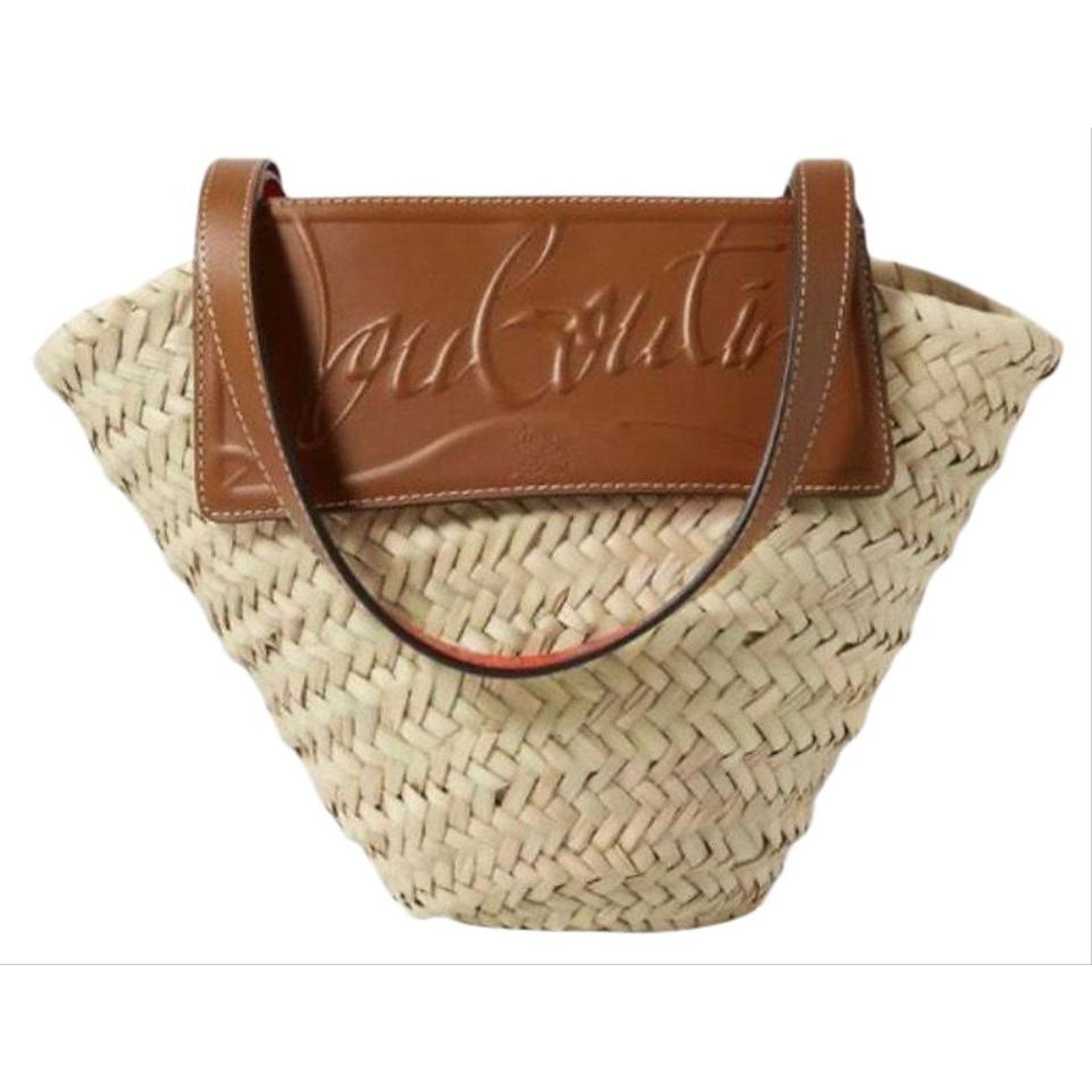 Christian Louboutin Loubishore small logo embossed straw basket Size ONE SIZE - 1 Thumbnail