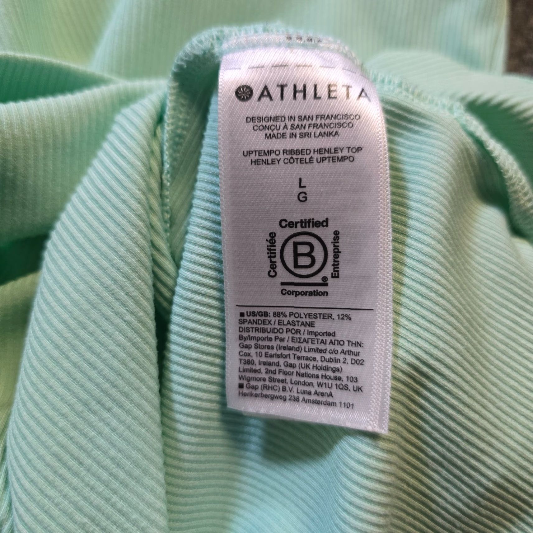 Athleta Athleta Top Womens Size Large Green Henley Ribbed Long Sleeve Stretch Casual Shirt Size L / US 10 / IT 46 - 7 Thumbnail