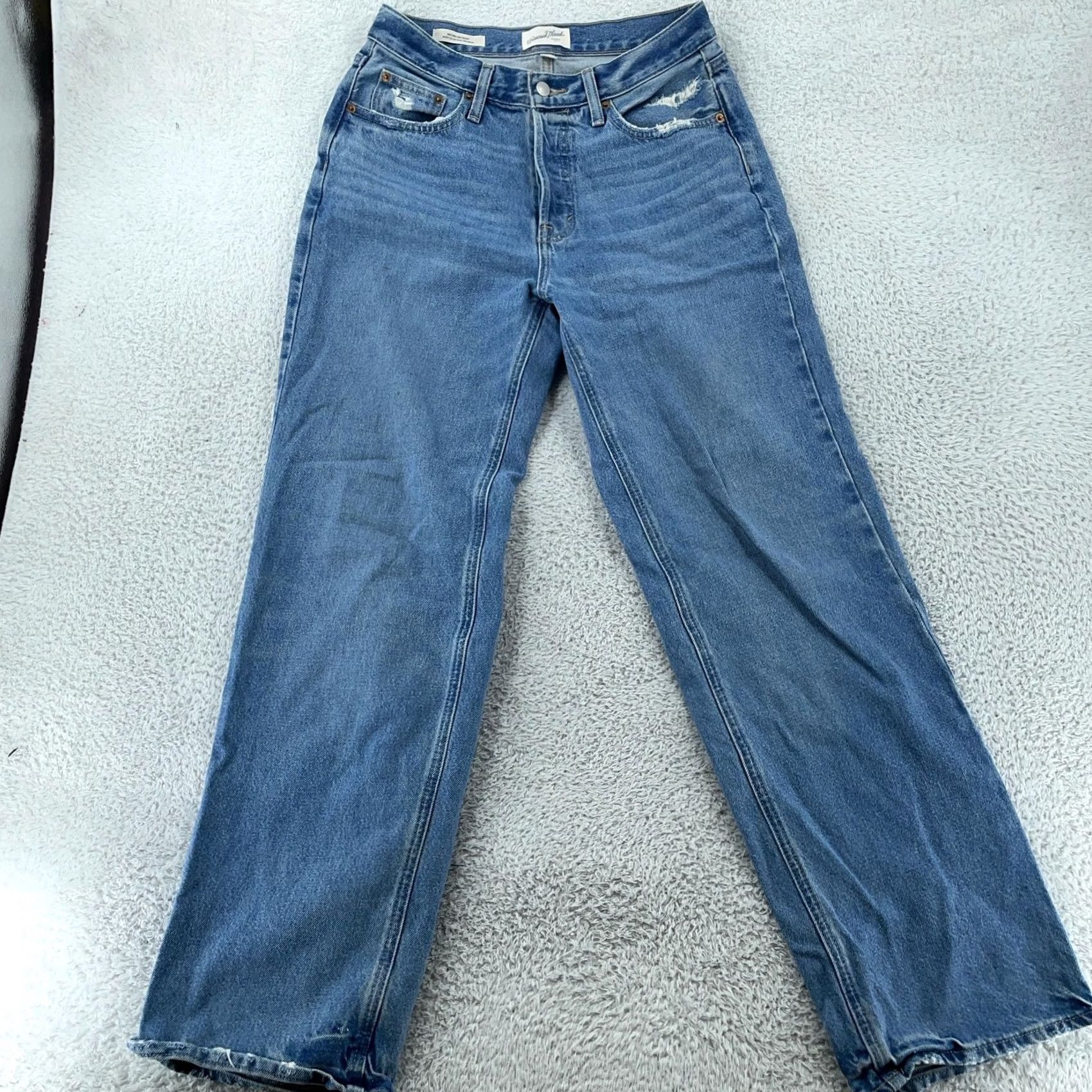 Vintage Universal Thread Jeans Womens 4 Blue Distressed Mid Rise 90s Baggy Denim Relaxed Pockets Vel 31in Inseam Size 27" / US 4 / IT 40 - 2 Thumbnail