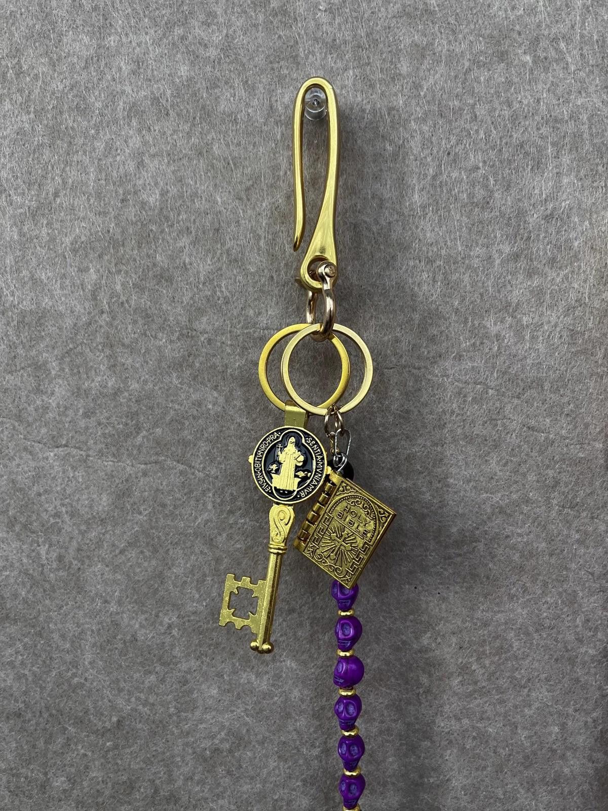 Jewelry Purple Black Gold Agate Wallet Chain, Jeans Chain Size ONE SIZE - 5 Thumbnail