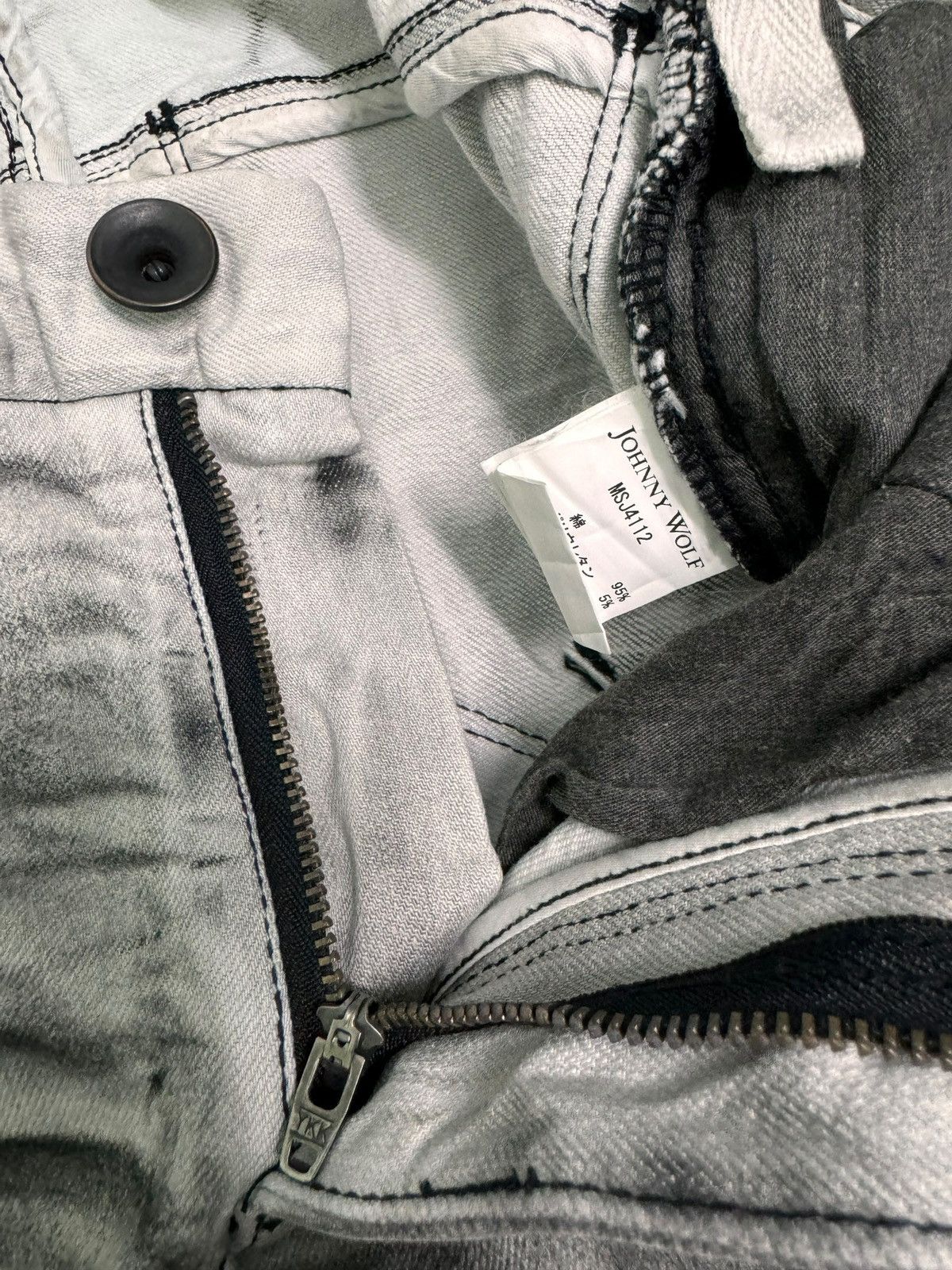 Japanese Brand ⚡️⚡️Johnny Wolf Abstract Whiskered Skinny zipper Leg Jeans Size US 30 / EU 46 - 16 Thumbnail