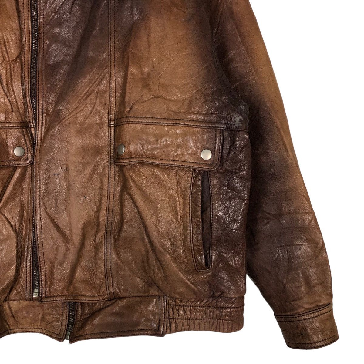 Japanese Brand 🔥Sun Faded Design Biker Jacket Leather Wind Armor Japan Size US M / EU 48-50 / 2 - 5 Thumbnail