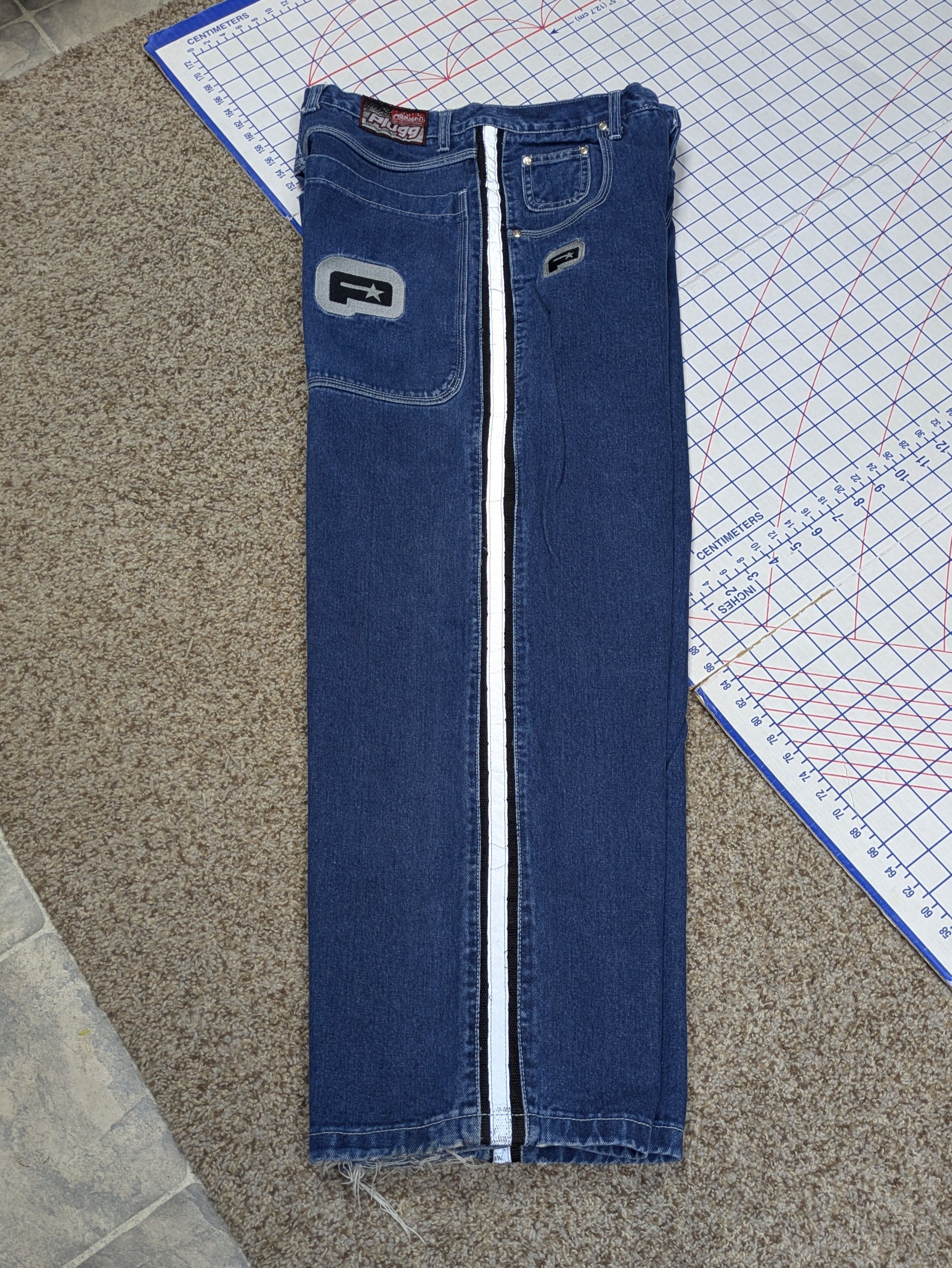 JNCO Plugg Reflective Stripe Baggy Wide Leg Raver Jeans Vintage Size US 31 - 5 Thumbnail