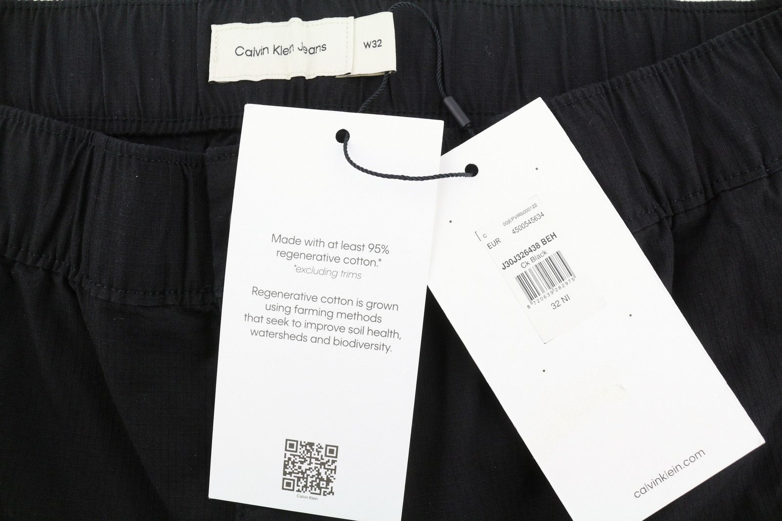 Calvin Klein W32 Black Cargo Elastic Waist Patch Pockets 87455 Size US 32 / EU 48 - 8 Thumbnail