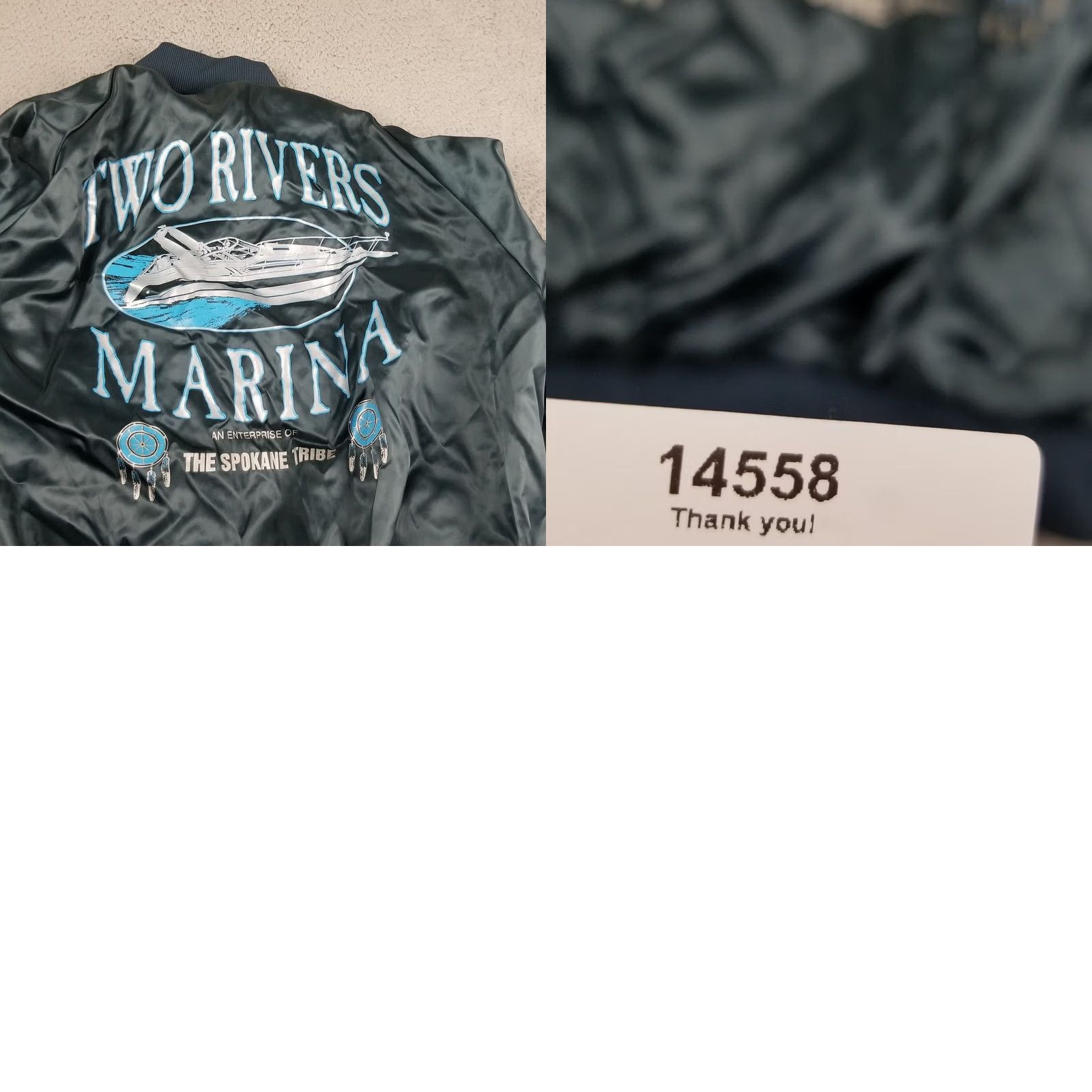 Vintage VINTAGE Tribal Satin Bomber Jacket Men XL Tribal Spokane Tribe Two Rivers Marina Boats 80s 90s Size US XL / EU 56 / 4 - 8 Thumbnail