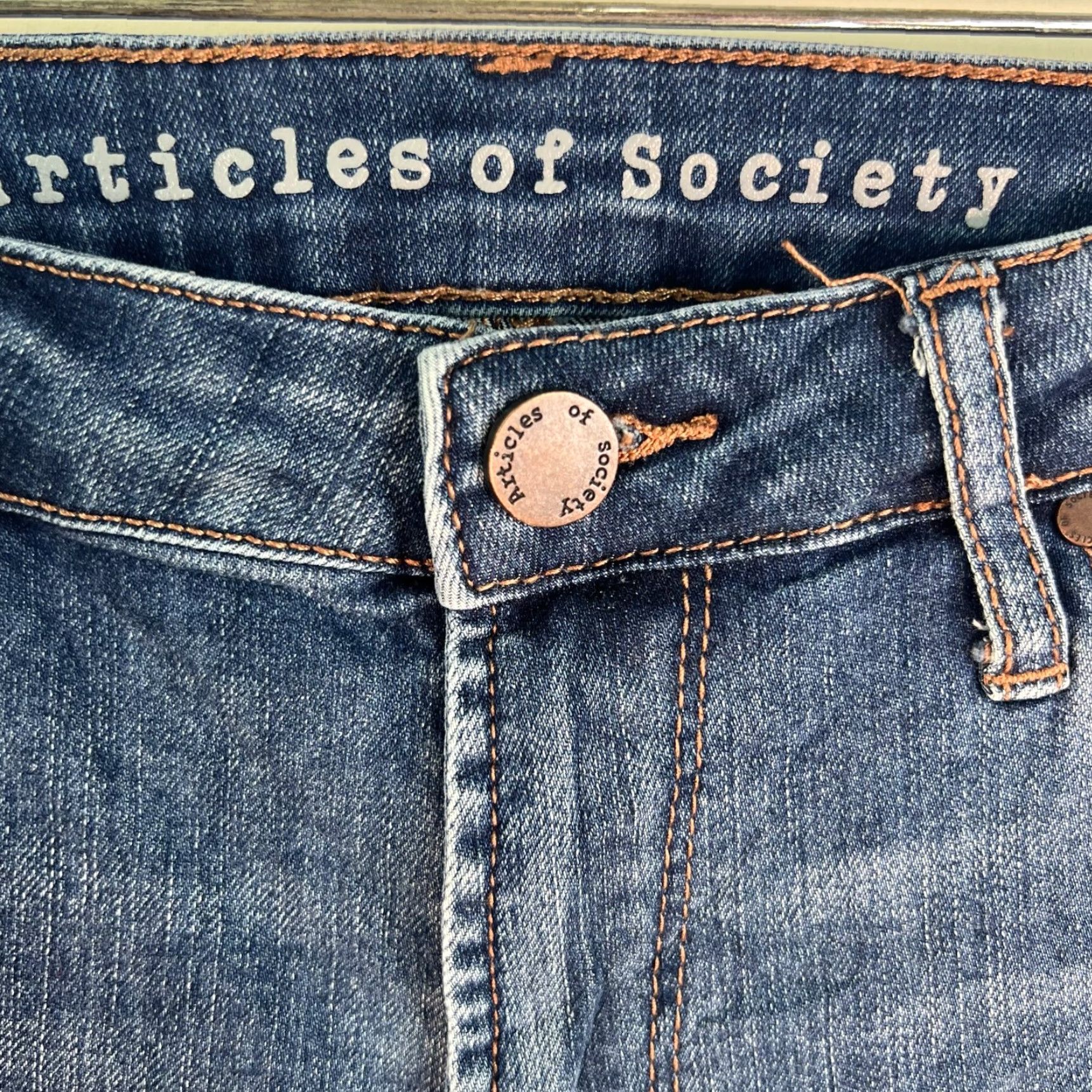 Vintage Articles Of Society Women's Distressed Skinny Jeans Size 30 Blue Stone Wash 28" Inseam Regular Fit Size 30" / US 8 / IT 44 - 5 Thumbnail
