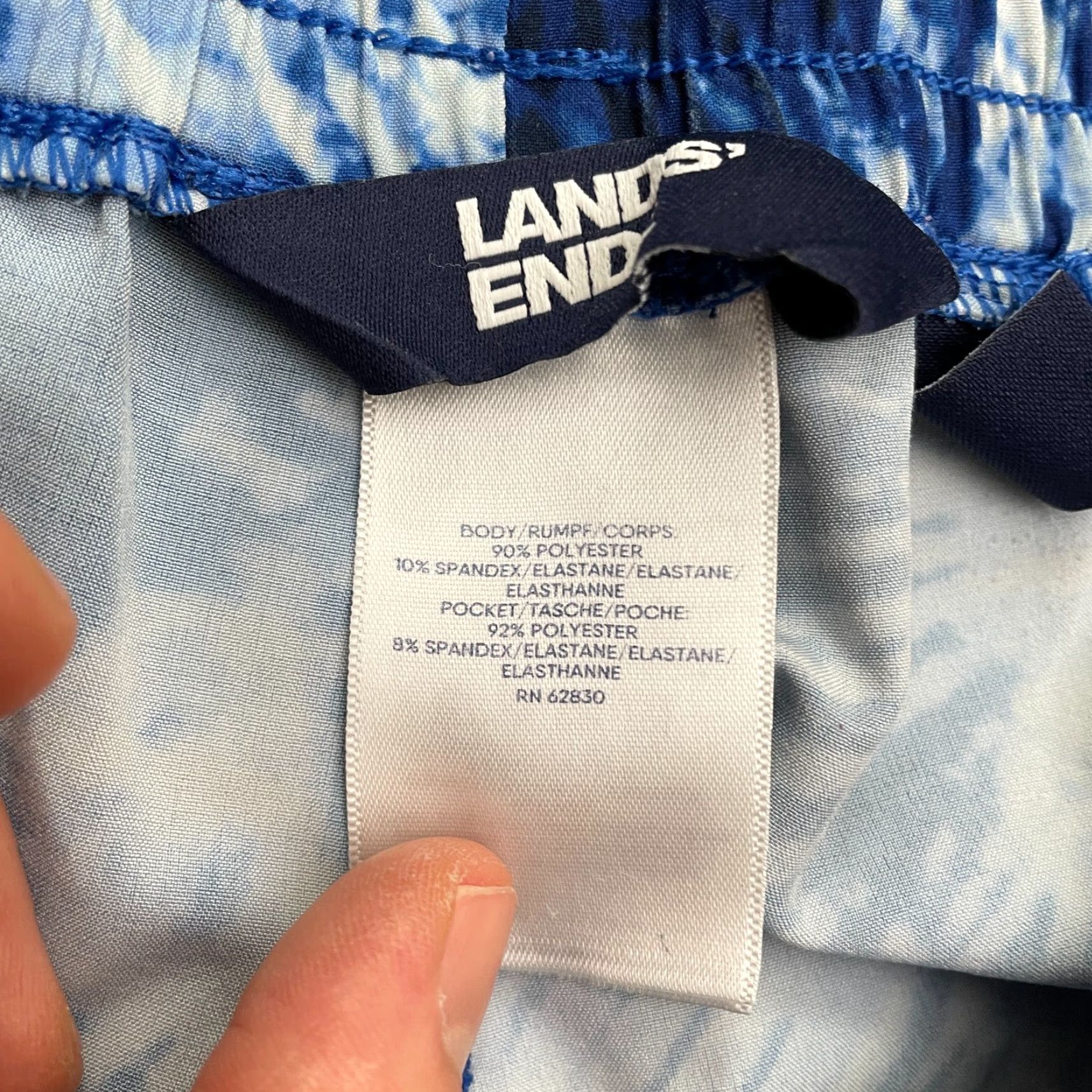 Lands' End Lands' End Active Shorts Womens Large Blue Tie-Dye Lightweight Running 26x3.5 Size 36" / US 14 / IT 50 - 5 Thumbnail