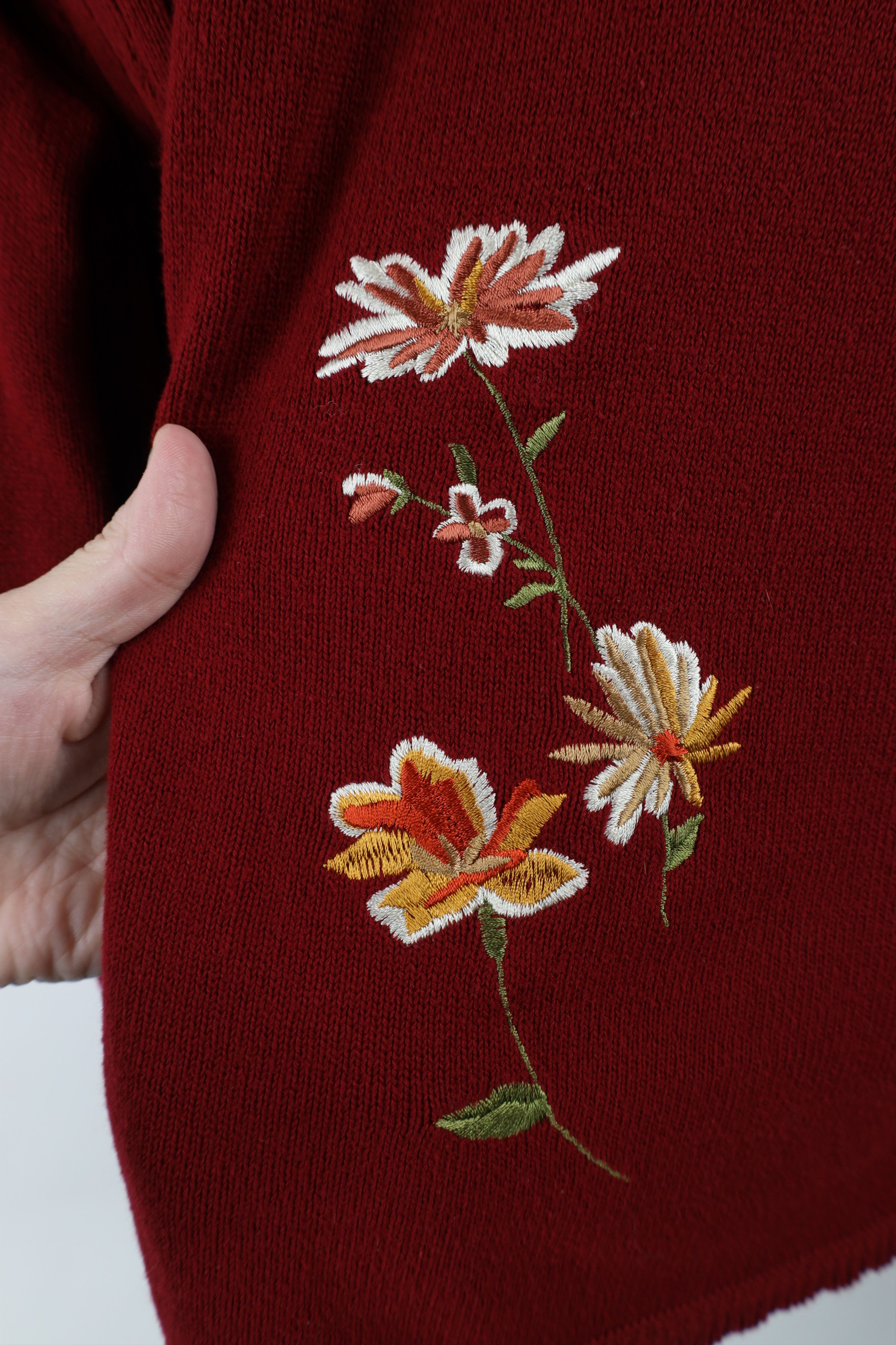 Vintage Vintage 90s Streetwear Flower Cardigan Sweater Red USA Size XL / US 12-14 / IT 48-50 - 5 Thumbnail