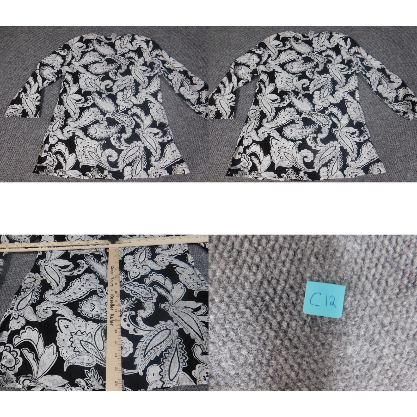 Vintage Jaclyn Smith Womens Blouse L Black Floral Crew Neck Pullover Casual Lightweight 100% Cotton Regular Fit Size L / US 10 / IT 46 - 8 Thumbnail