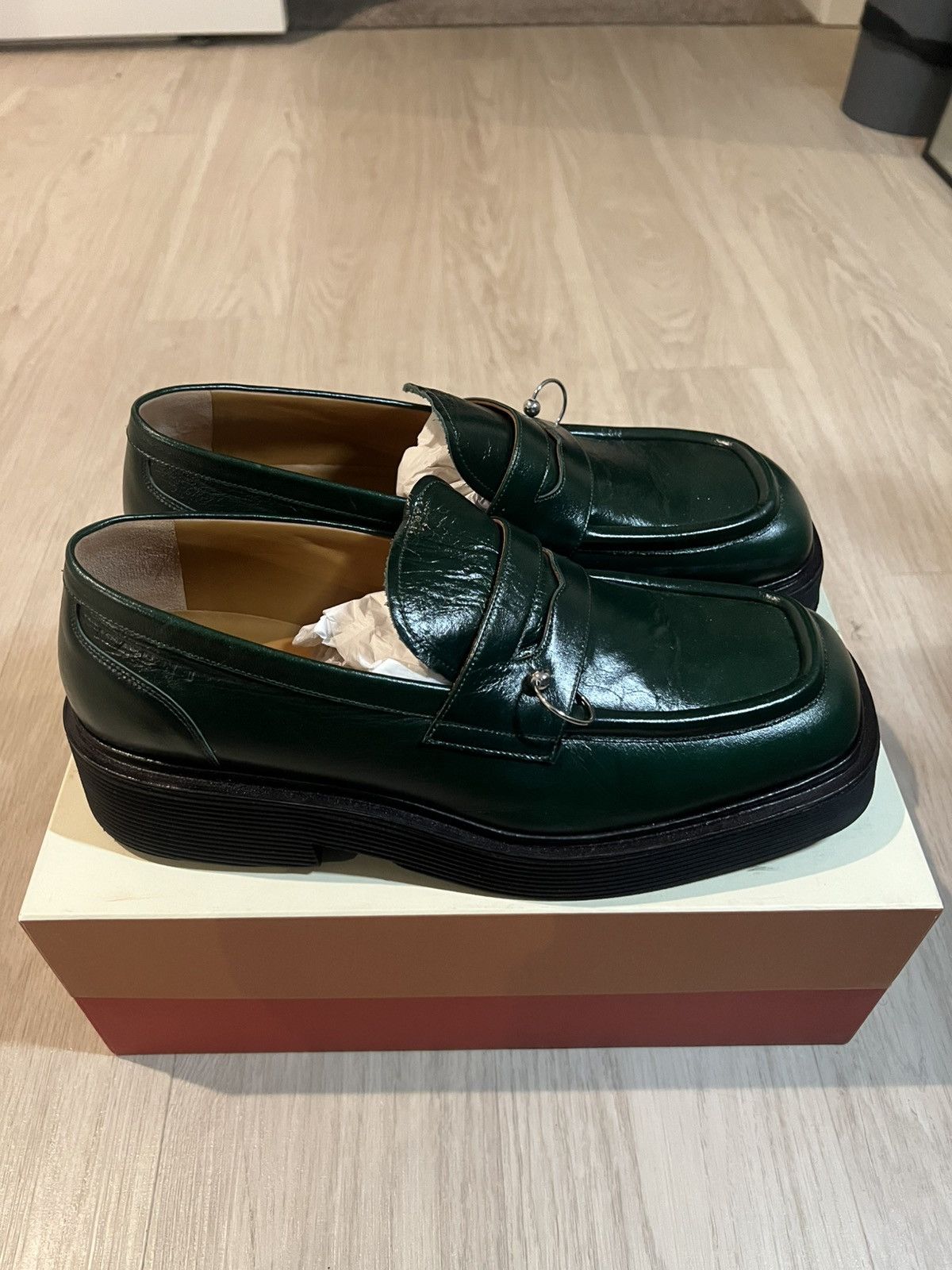 Marni MARNI green leather Moccasin Loafers Size US 12 / EU 45 - 1 Thumbnail