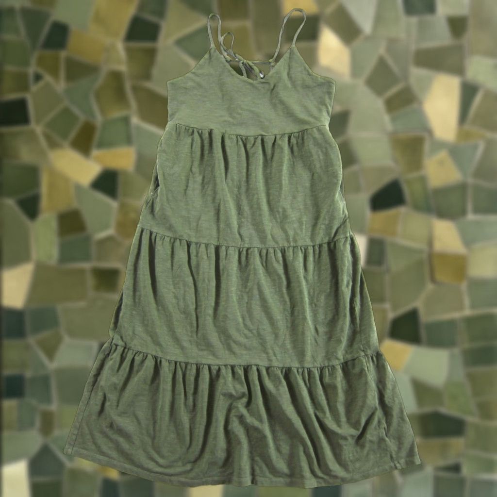 Old Navy Old Navy Olive Green Cotton Stretch Pocket Tiered Midi Tank Dress Woman XS Size XS / US 0-2 / IT 36-38 - 1 Thumbnail