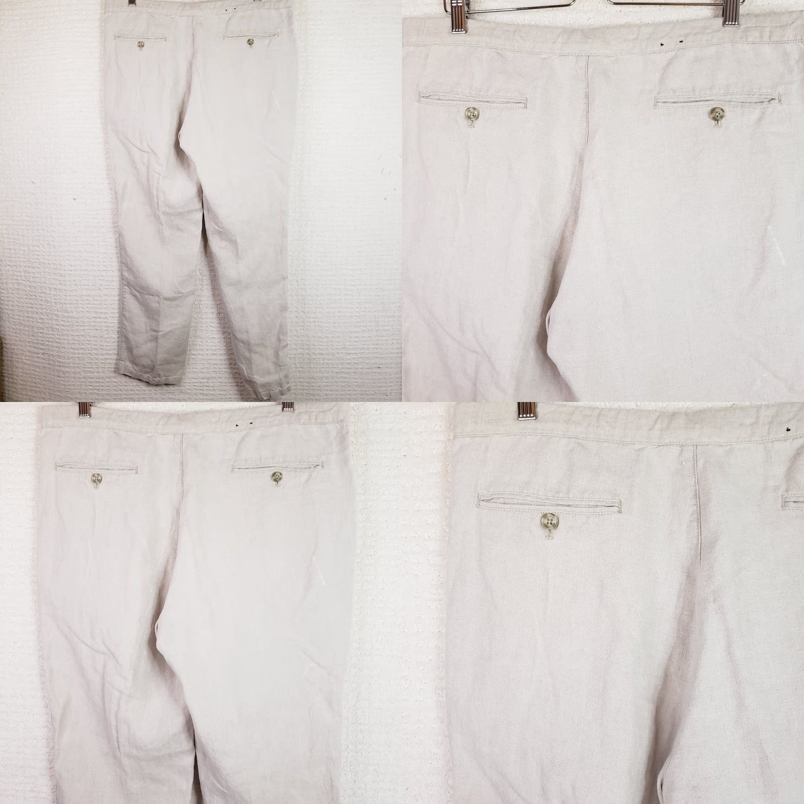 Vintage Black Brown 1826 Pants Beige Linen 36x30 Mens Relaxed Straight Pockets Drawstring Beach Casual 100% Linen Size US 36 / EU 52 - 8 Thumbnail