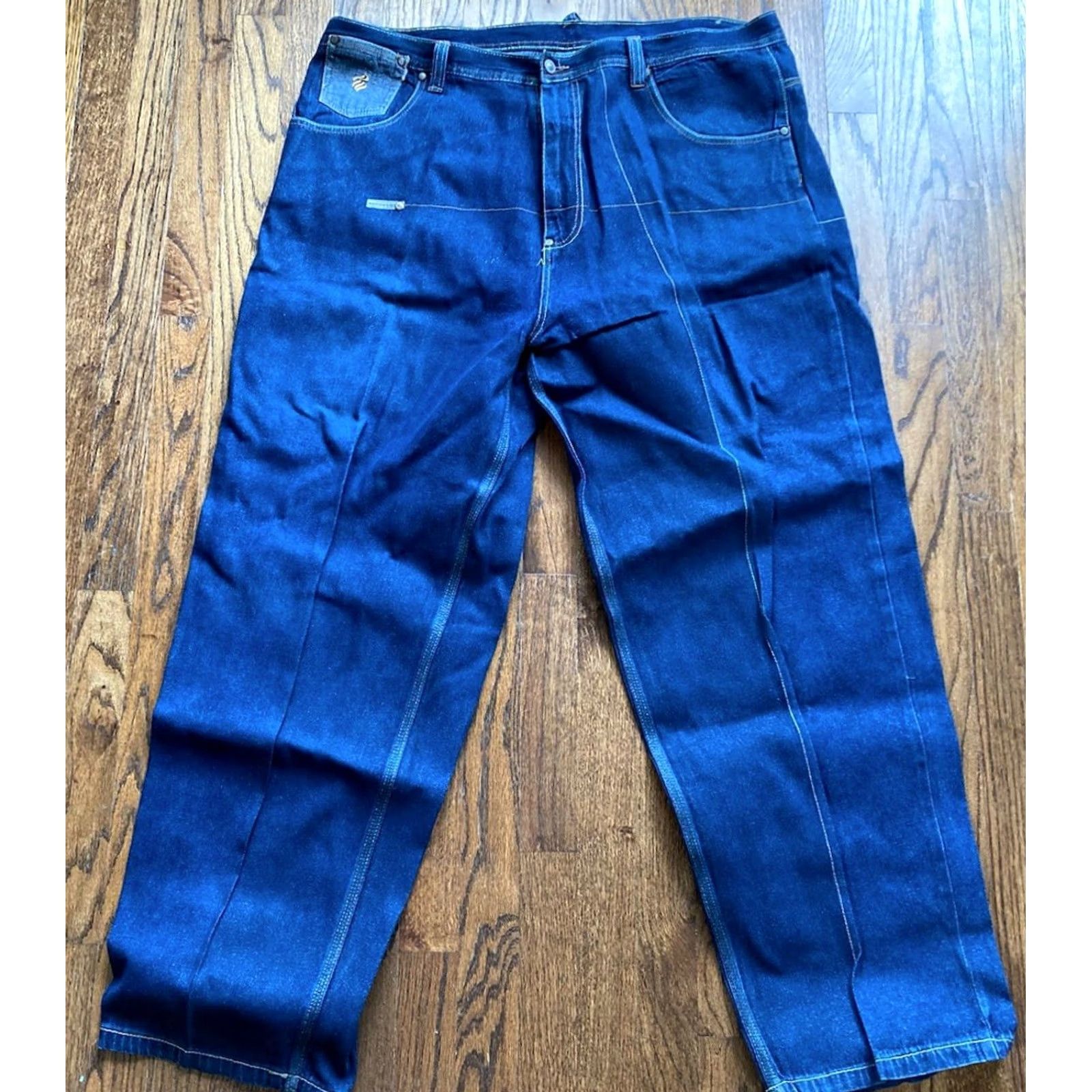 Rocawear VTG Rocawear Jeans Mens Size 44x34 Denim Blue 5-Pocket Regular Hip Hop Wide-Leg Y2K Baggy Linen Blend Statement Fit: Regular Men's Jeans Size US 44 / EU 60 - 2 Thumbnail