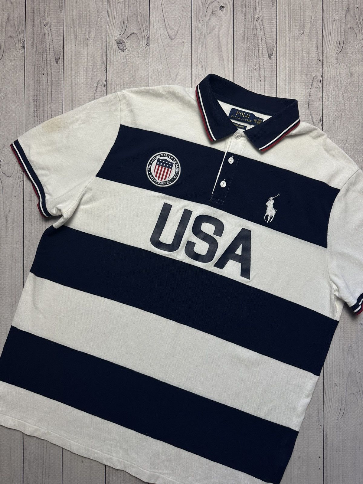 Polo Ralph Lauren × Vintage Vintage polo Ralph Lauren big logo USA striped size XL Size US XL / EU 56 / 4 - 2 Thumbnail