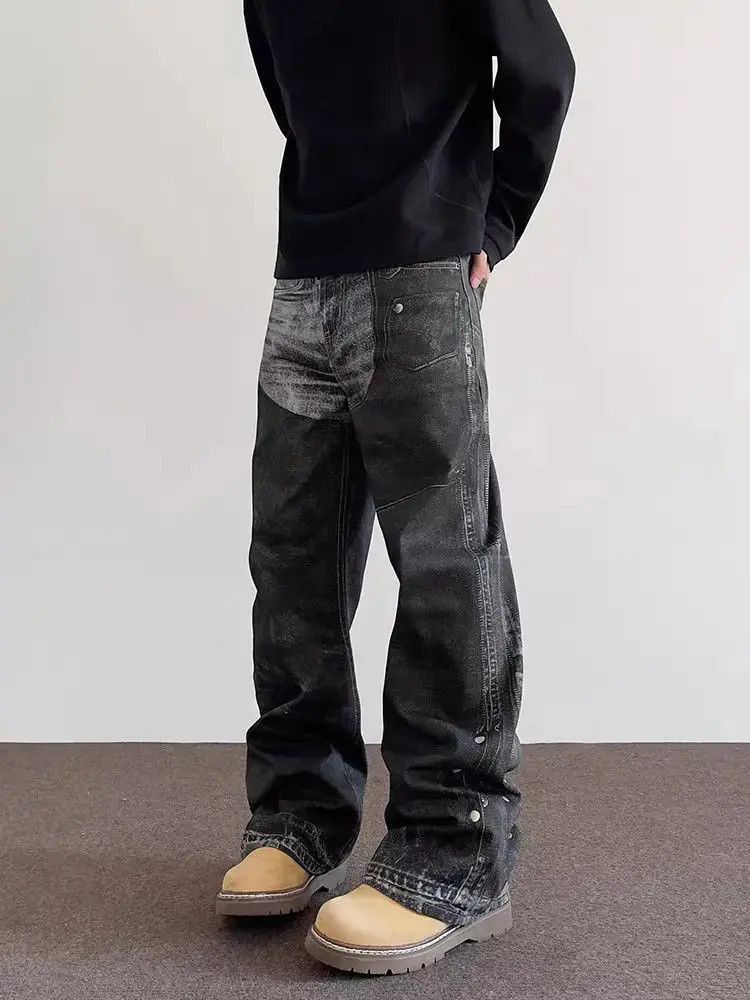 Japanese Brand High Street Hip Hop Straight Leg Micro Flare Jeans Size US 32 / EU 48 - 4 Thumbnail