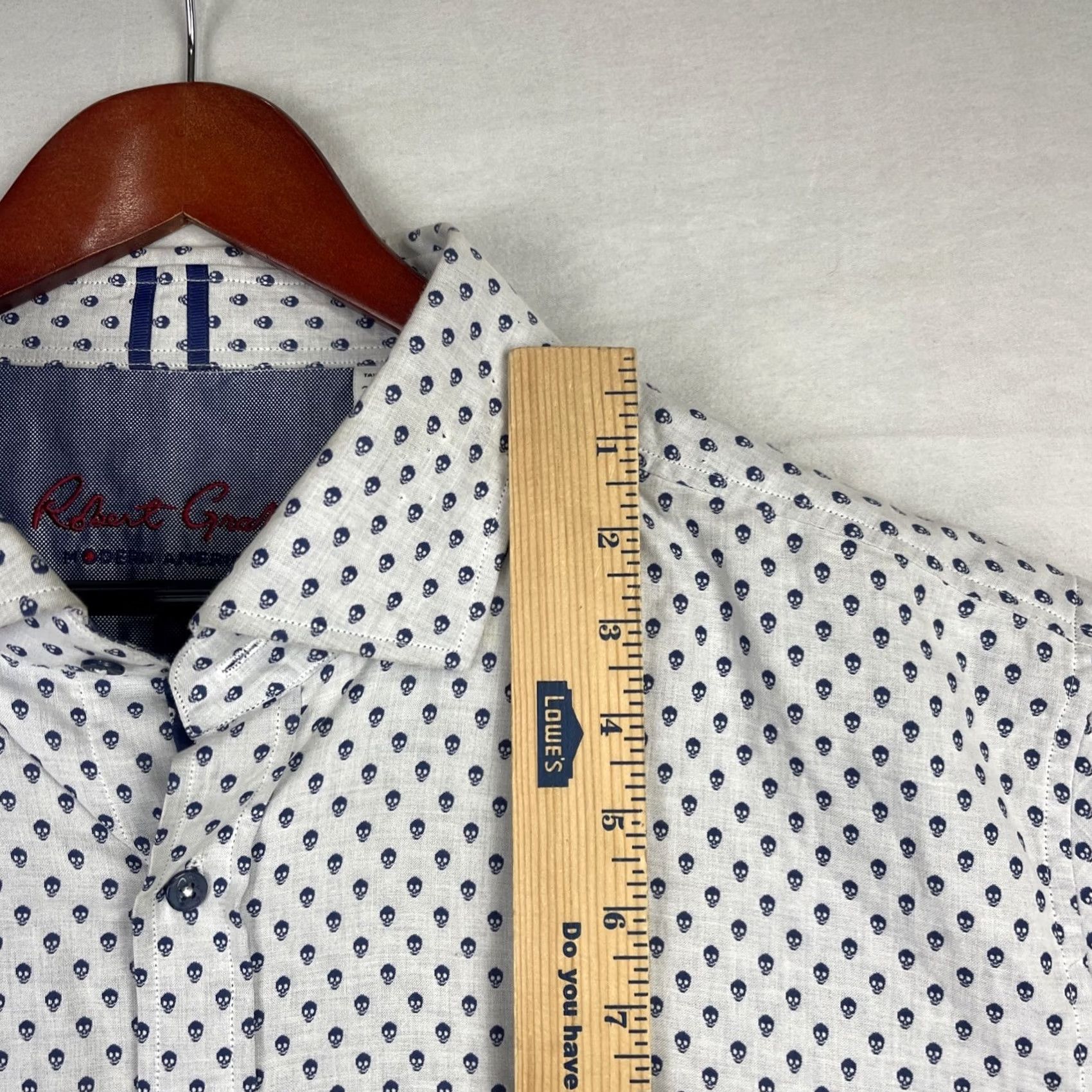 Robert Graham Robert Graham Shirt Mens 3XL Gray Skull Print Button-Down Tailored Fit Shirt Size US XXL / EU 58 / 5 - 3 Thumbnail