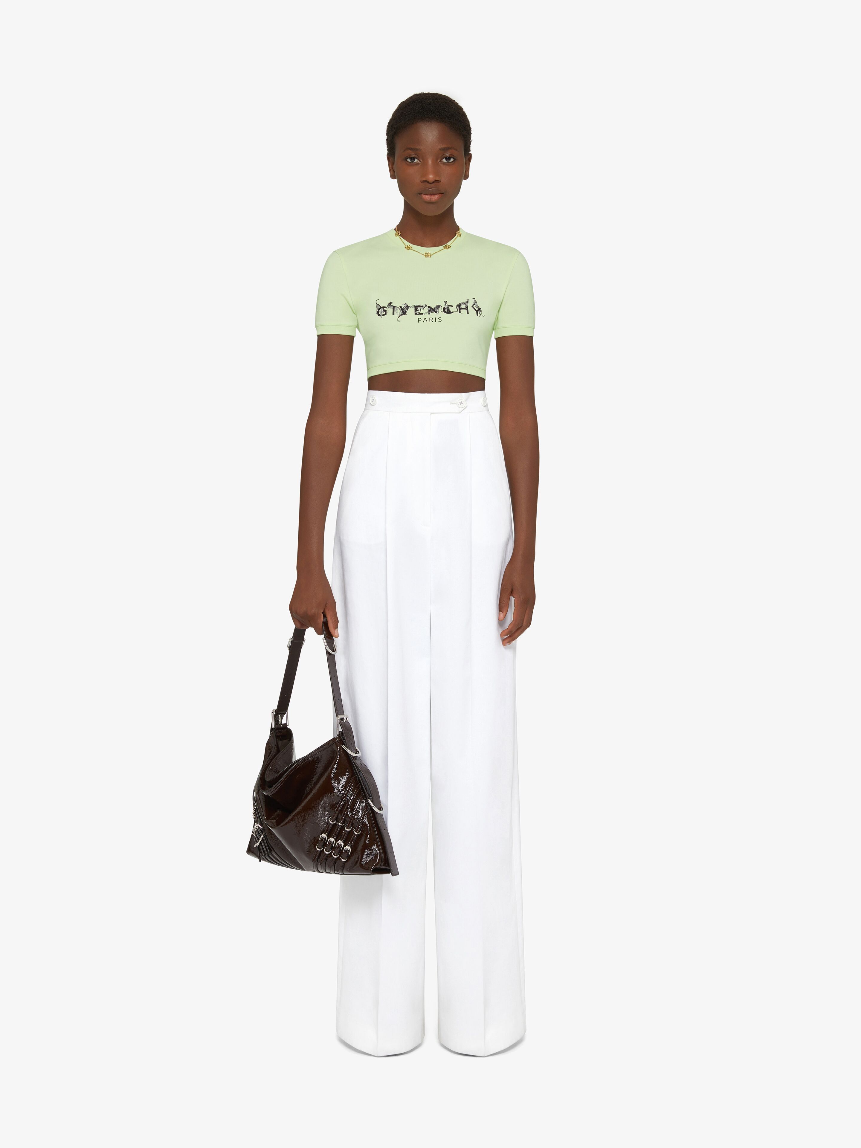 Givenchy o1srvl11e1025 Cropped T-Shirt With Leopard Print Size L / US 10 / IT 46 - 2 Thumbnail