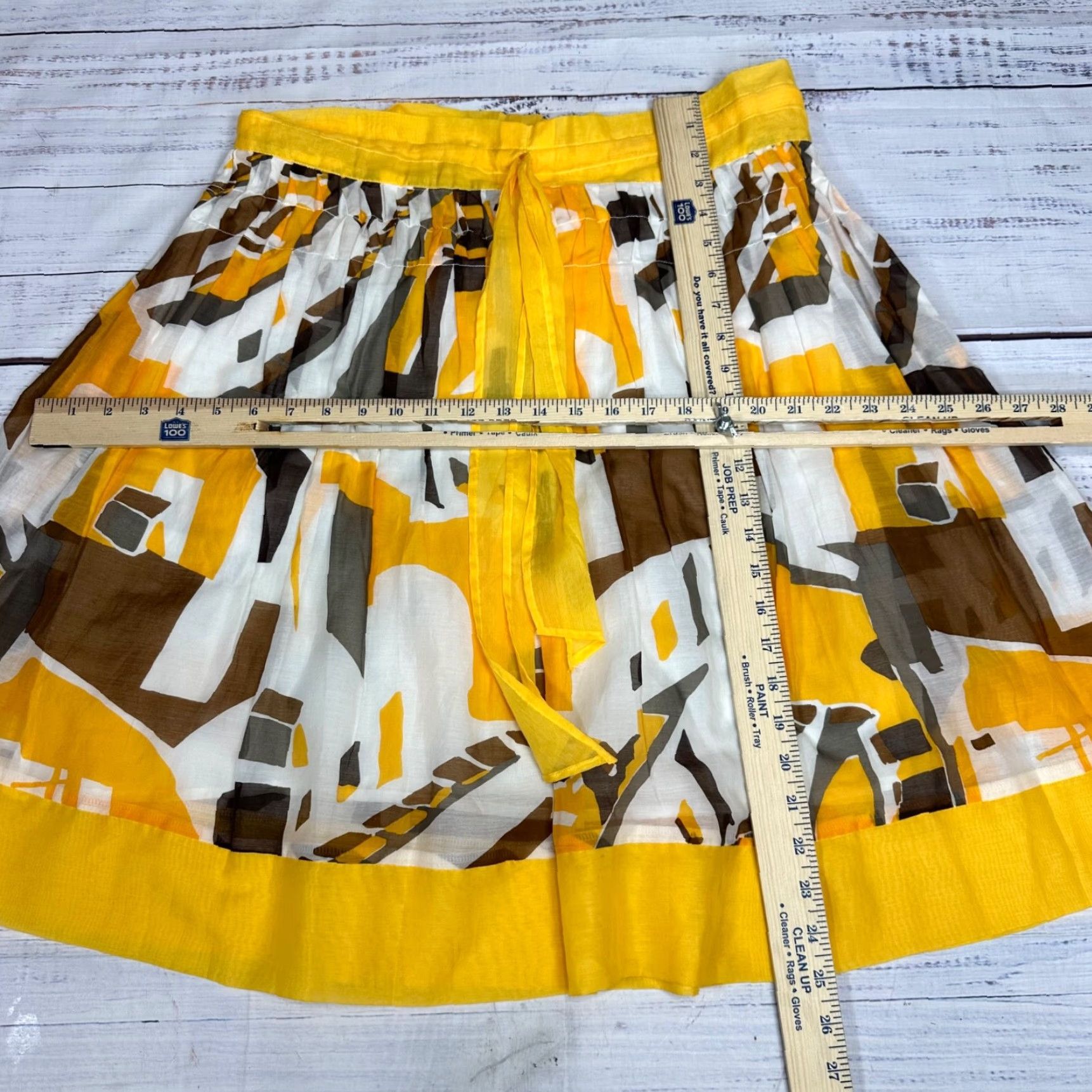 Vintage S-Sung Silk Skirt Yellow M Knee Length Lined A-Line Women's Skirt Size 32" / US 10 / IT 46 - 2 Thumbnail