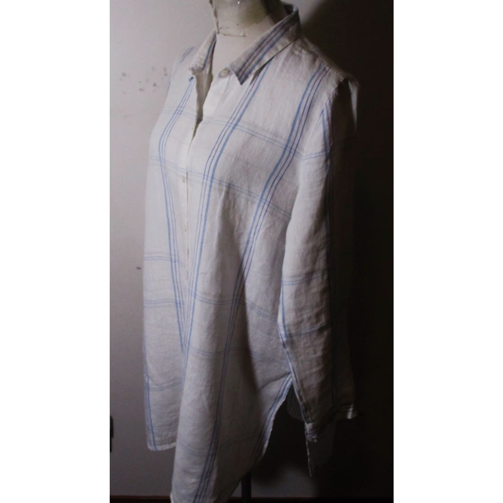 J. Jill J. Jill Blouse Shirt Linen 100% Long Sleeve Tunic White Petite L Womens Size L / US 10 / IT 46 - 4 Thumbnail
