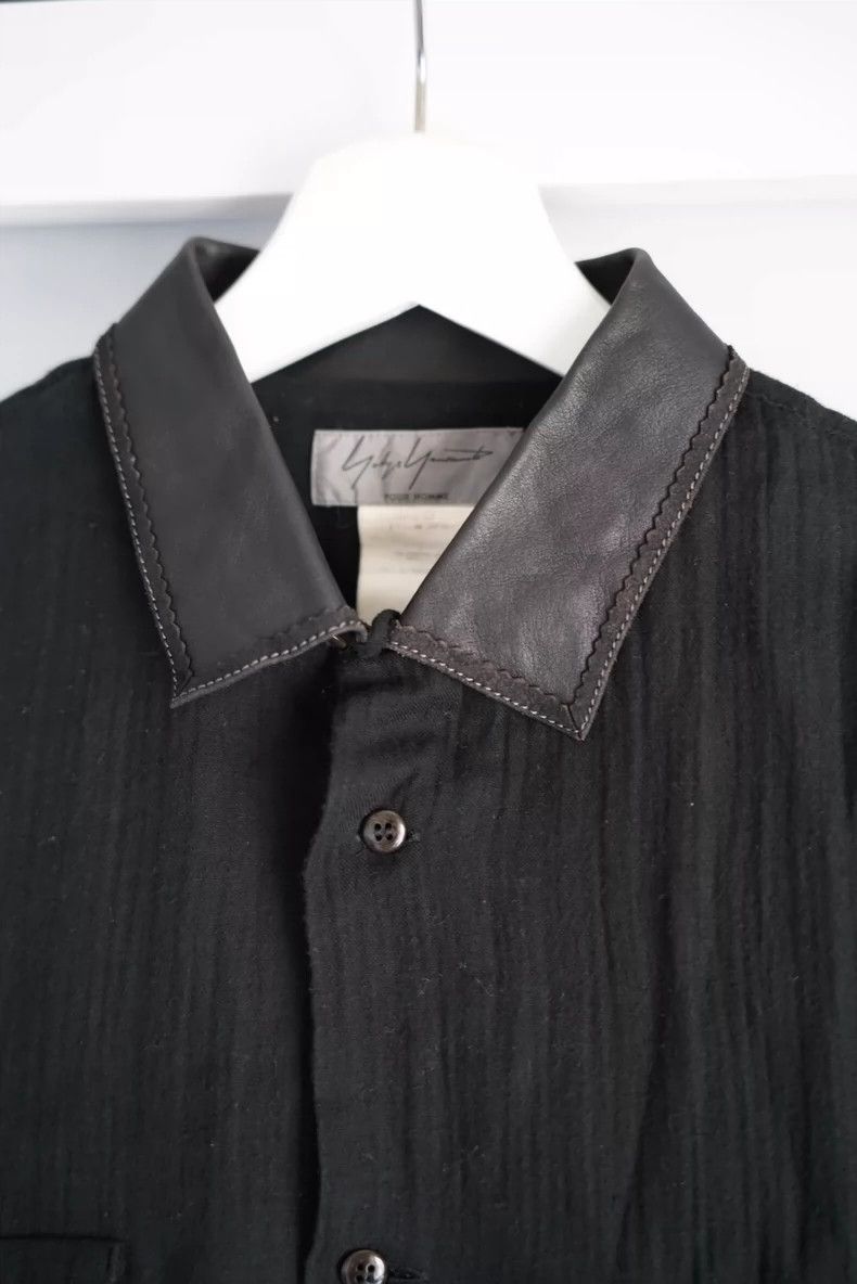 Yohji Yamamoto Yohji Yamamoto96ss Floral & Junior Leather Collar Shirt 250 Size US M / EU 48-50 / 2 - 4 Thumbnail