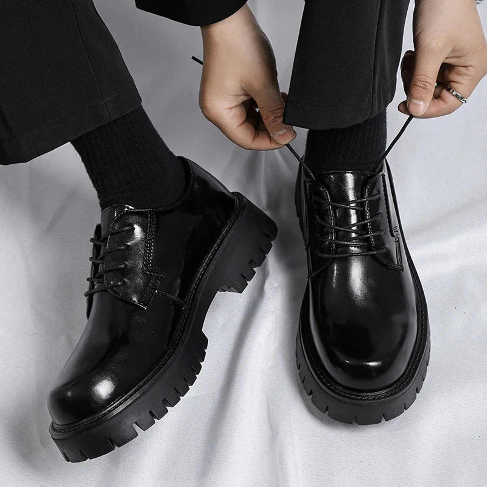 Leather Faux Leather Mapo Lace Up Chunky Shoes Size US 7 / EU 40 - 3 Thumbnail