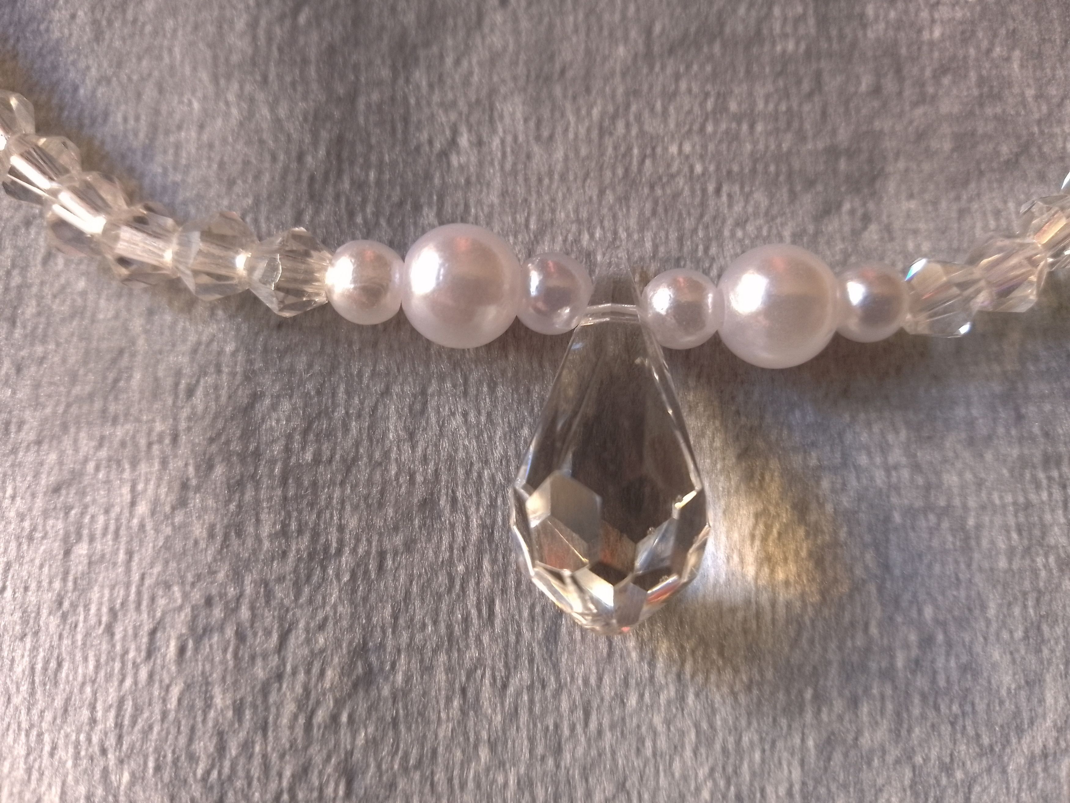 Handmade Necklace Pearls Crystals. Swarovski Teardrop.Long Earrings Size ONE SIZE - 5 Thumbnail