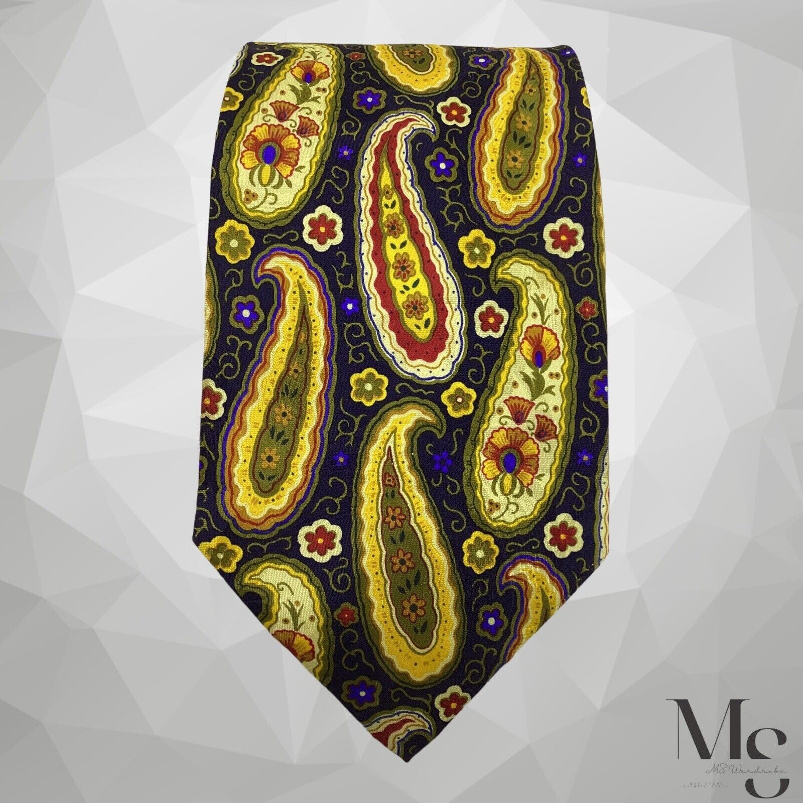 Other EFFETTI PERSONALI Blue Gold Paisley Silk Tie Made In Italy W Size ONE SIZE - 6 Thumbnail