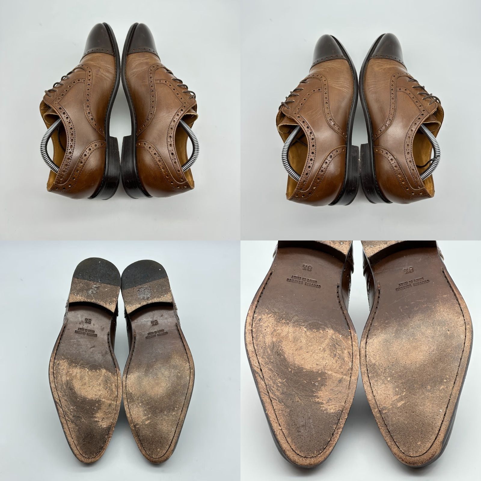 Vintage Paul Fredrick Cap Toe Oxford Mens 8.5 Brown Leather Brogue Made in Italy Dress Oxford Shoes Mens Brown Leather Cap Toe Oxford City Going Out 8.5 Mens Size ONE SIZE - 8 Thumbnail