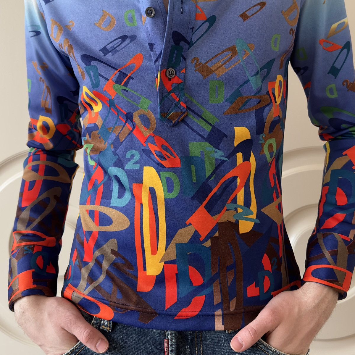 Dsquared2 Dsquared2 S/S 1997 Early Web Design Printed Button-Up Shirt Size US S / EU 44-46 / 1 - 3 Thumbnail