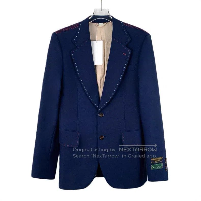 Gucci Gucci Blue logo lapel long-sleeved suit jacket Size US M / EU 48-50 / 2 - 1 Thumbnail