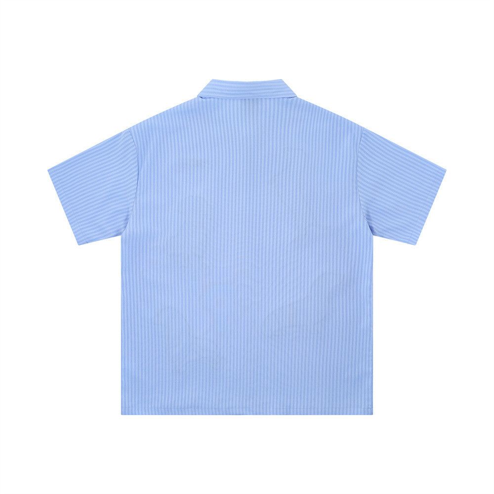 Japanese Brand × Vintage Men's fun embroidered puppy loose casual striped shirt y2k Size US M / EU 48-50 / 2 - 2 Thumbnail