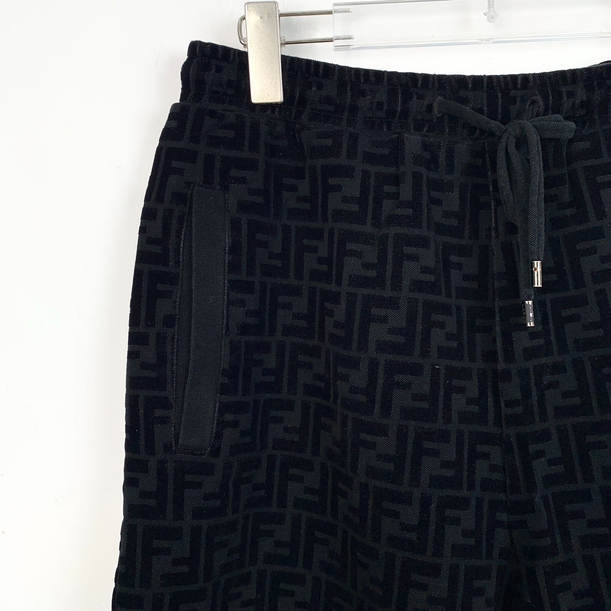 Fendi Title[Fendi] Black Logo Allover Print Cotton Drawstring Shor Size 36" / US 14 / IT 50 - 6 Thumbnail