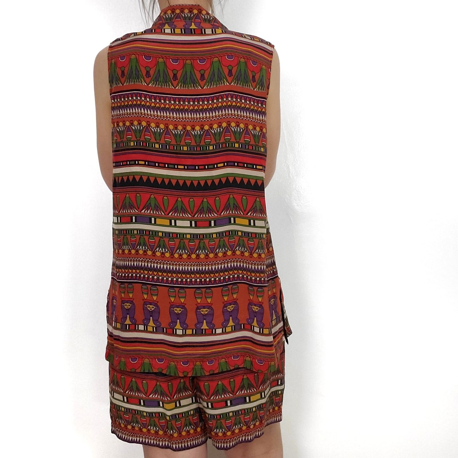 Other Vintage Silk Collared Sleeveless Top Egyptian 90s Pockets M Size M / US 6-8 / IT 42-44 - 6 Thumbnail