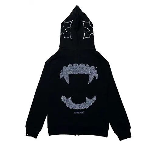 VIBE Y2k Graphic Full Zip Black Hoodie Gothic Punk Style Size US L / EU 52-54 / 3 - 3 Thumbnail
