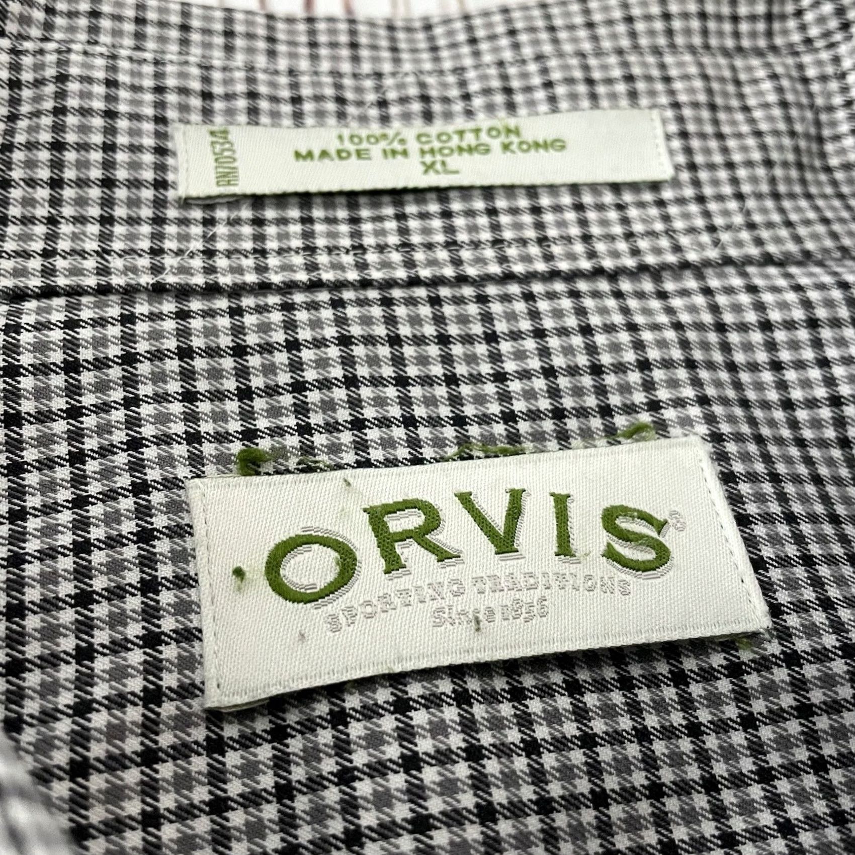 Orvis Orvis Plaid Long Sleeve Button-Up Shirt Men XL Black Gray Buttoned Front Pocket Cotton Size US XL / EU 56 / 4 - 2 Thumbnail