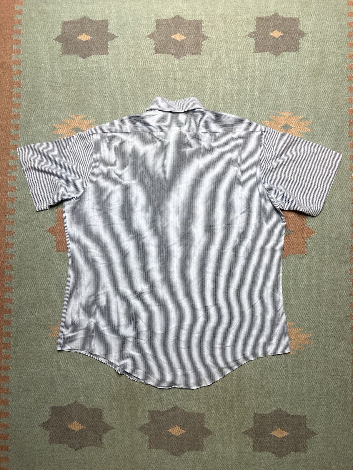 Vintage 80s button shirt Sears poly cotton pinstripe blue men’s XL Size US XL / EU 56 / 4 - 5 Thumbnail