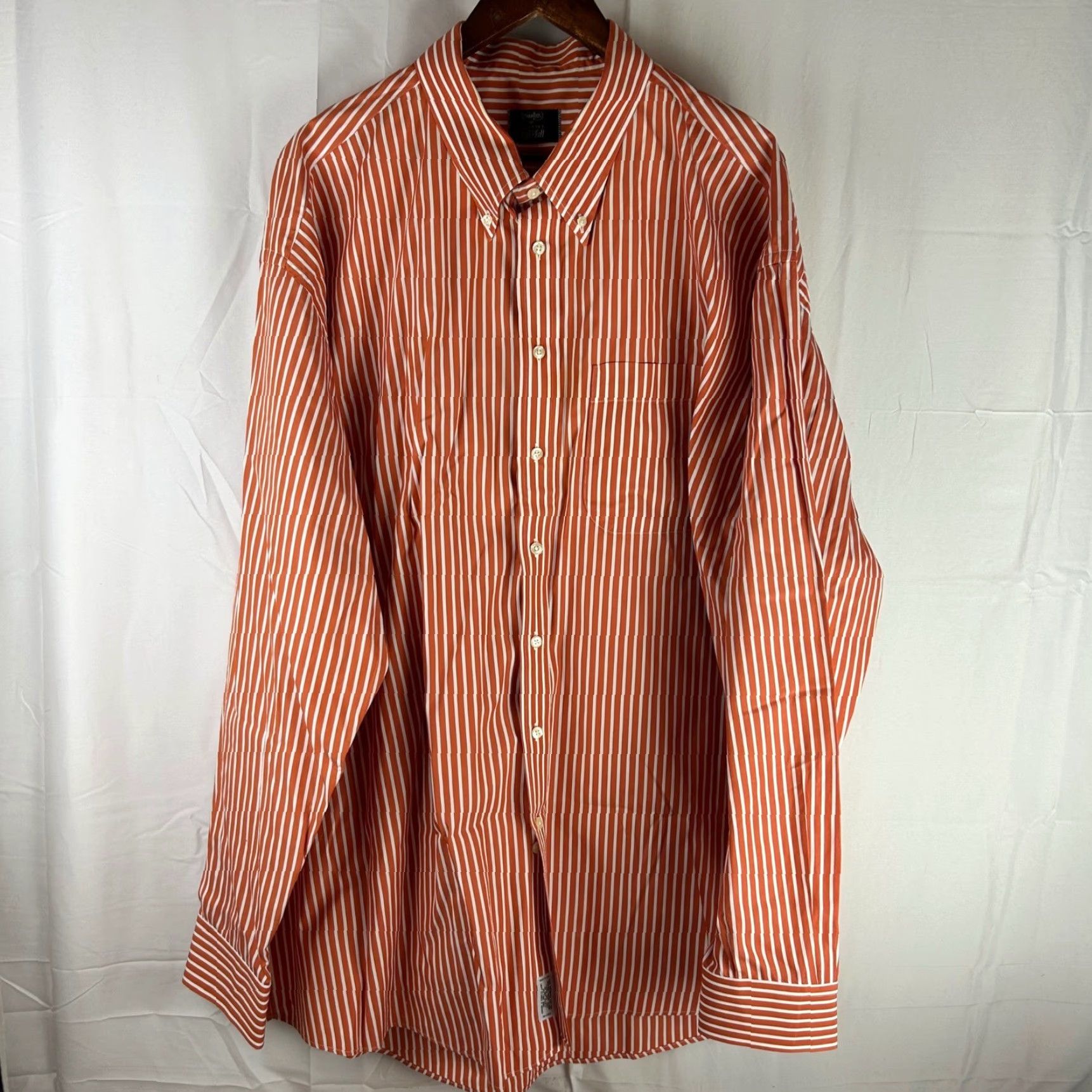 Vintage Gitman Bros Button-Down Shirt Mens 3XT Orange White Striped Big & Tall USA Made Size US XXL / EU 58 / 5 - 2 Thumbnail
