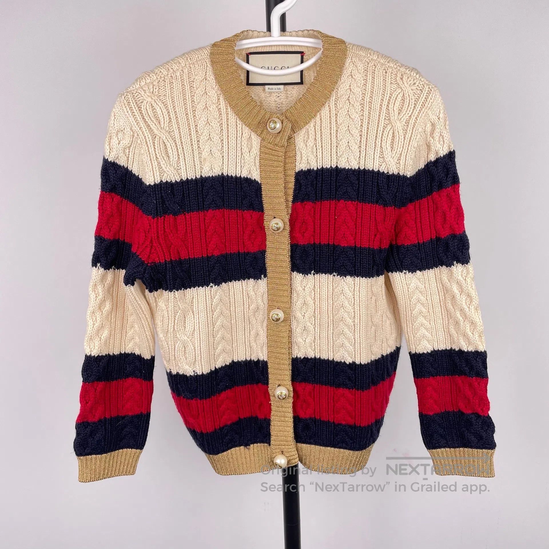Gucci Guicci Color-blocked Striped Pearl Button Wool Long-sleeve Size US S / EU 44-46 / 1 - 2 Thumbnail