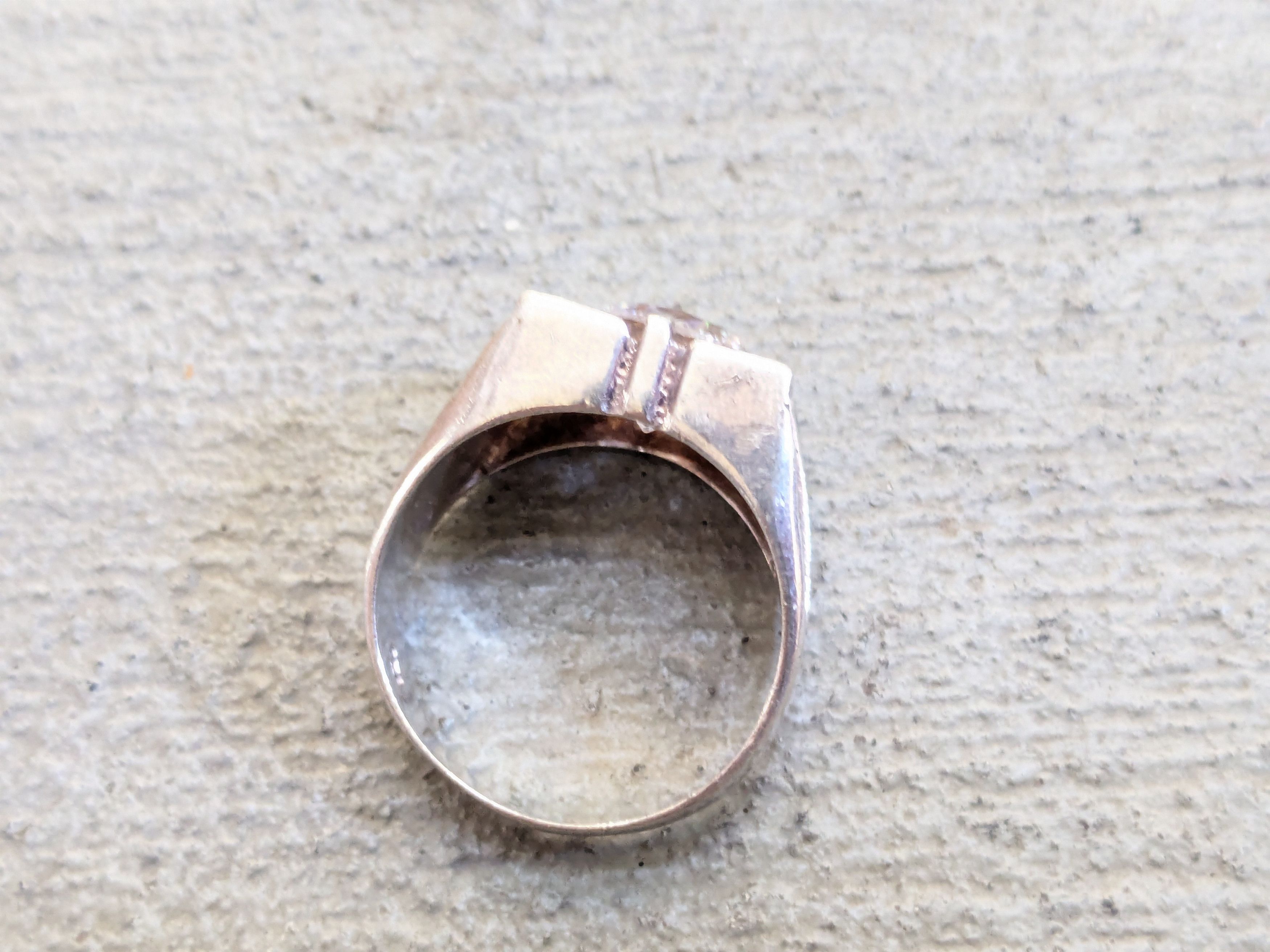 Vintage Vintage Sterling Silver Ring CZ 11 Round Modern Abstract Size ONE SIZE - 4 Thumbnail