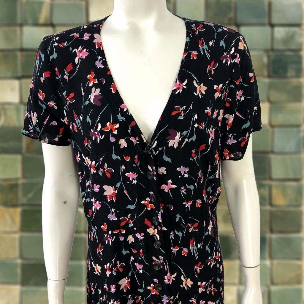 Madewell Madewell 10 A-Line Button Front Mini Dress Women's AL275 Black Size L / US 10 / IT 46 - 1 Thumbnail