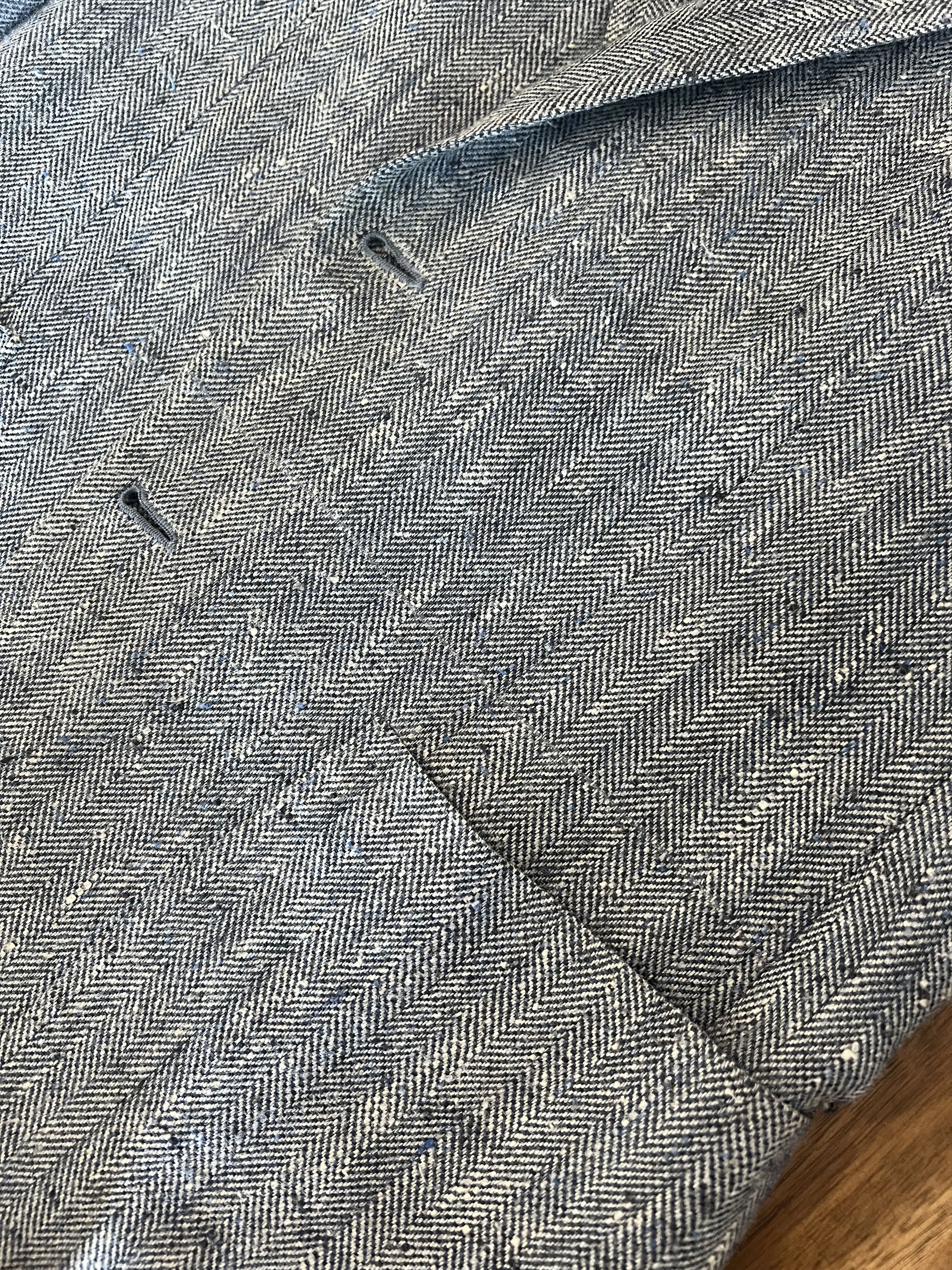 Isaia ISAIA Gray Silk Linen Herringbone Blazer 38R US Jacket Size 38R - 3 Thumbnail